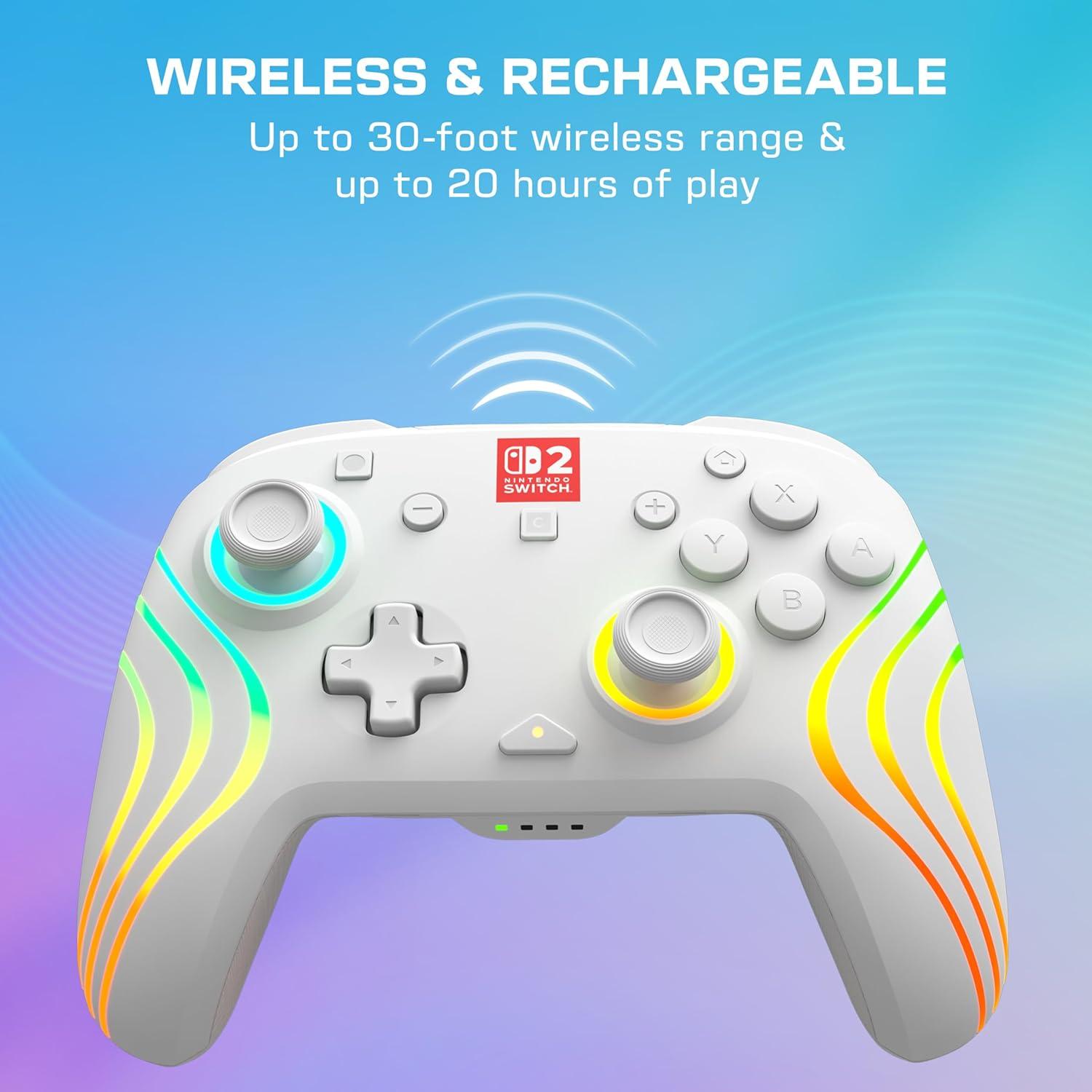 image:imageTurtle Beach Afterglow Wave Wireless RGB Gaming Controller Officially Licensed for Nintendo Switch 2 Nintendo SwitchSwitch LiteOLED TMR Thumbsticks Customizable Lighting BlackWhite
