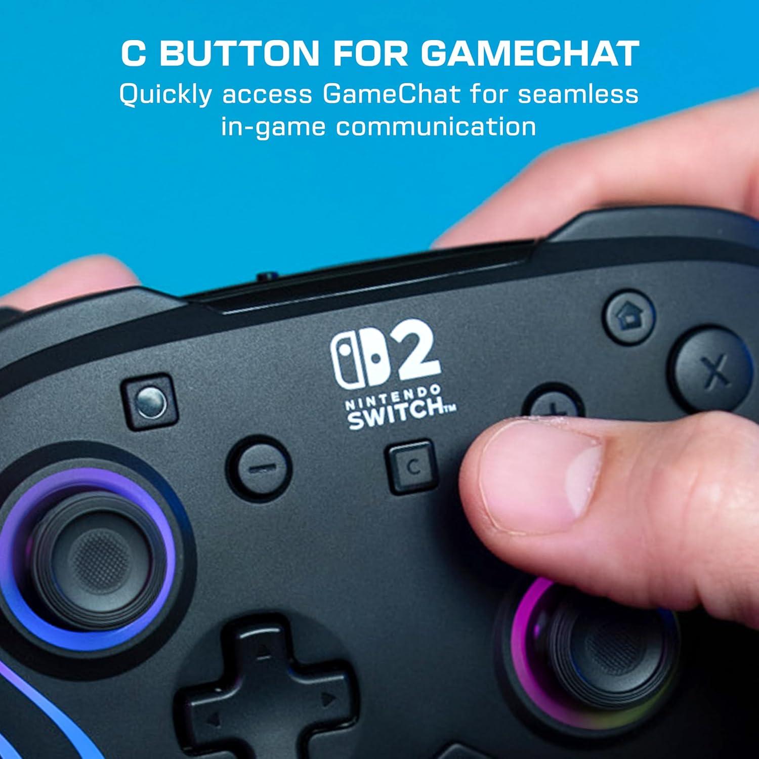 image:imageTurtle Beach Afterglow Wave Wireless RGB Gaming Controller Officially Licensed for Nintendo Switch 2 Nintendo SwitchSwitch LiteOLED TMR Thumbsticks Customizable Lighting BlackBlack