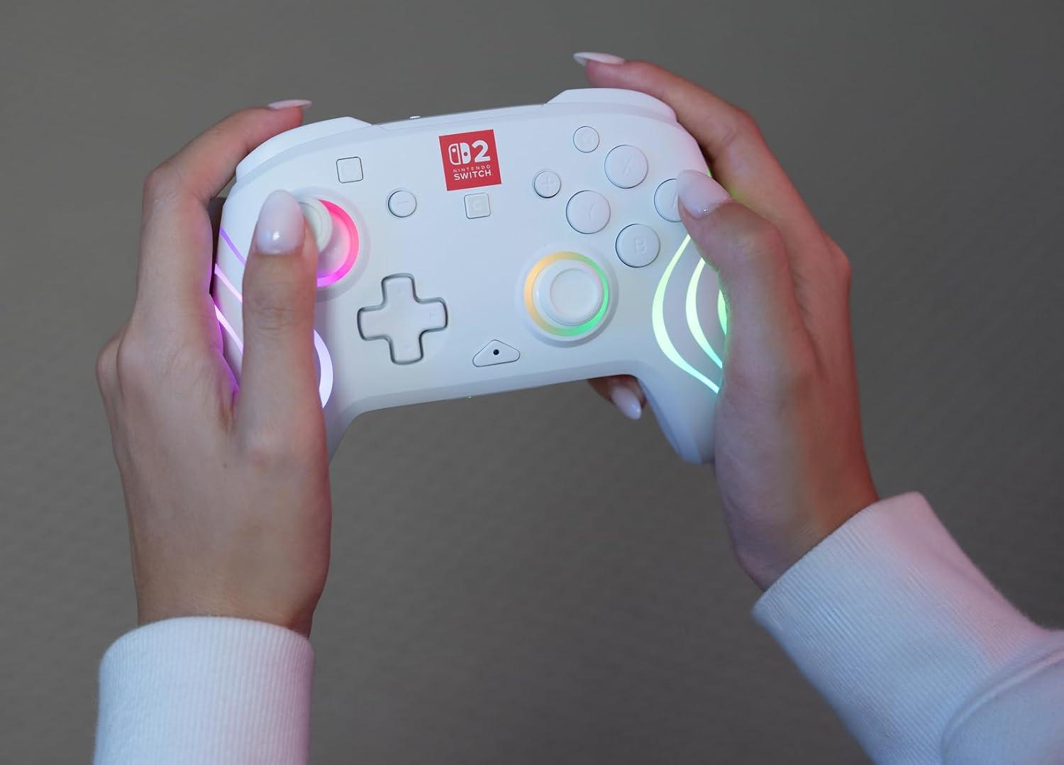 image:imageTurtle Beach Afterglow Wave Wireless RGB Gaming Controller Officially Licensed for Nintendo Switch 2 Nintendo SwitchSwitch LiteOLED TMR Thumbsticks Customizable Lighting BlackWhite