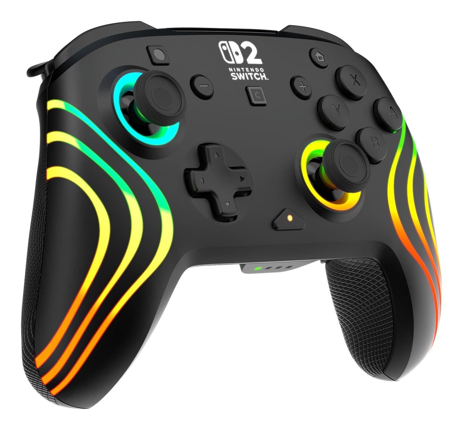 image:imageTurtle Beach Afterglow Wave Wireless RGB Gaming Controller Officially Licensed for Nintendo Switch 2 Nintendo SwitchSwitch LiteOLED TMR Thumbsticks Customizable Lighting BlackBlack