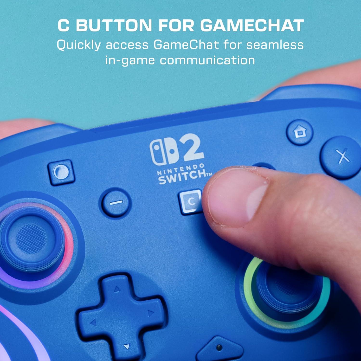 image:imageTurtle Beach Afterglow Wave Wireless RGB Gaming Controller Officially Licensed for Nintendo Switch 2 Nintendo SwitchSwitch LiteOLED TMR Thumbsticks Customizable Lighting BlackBlue