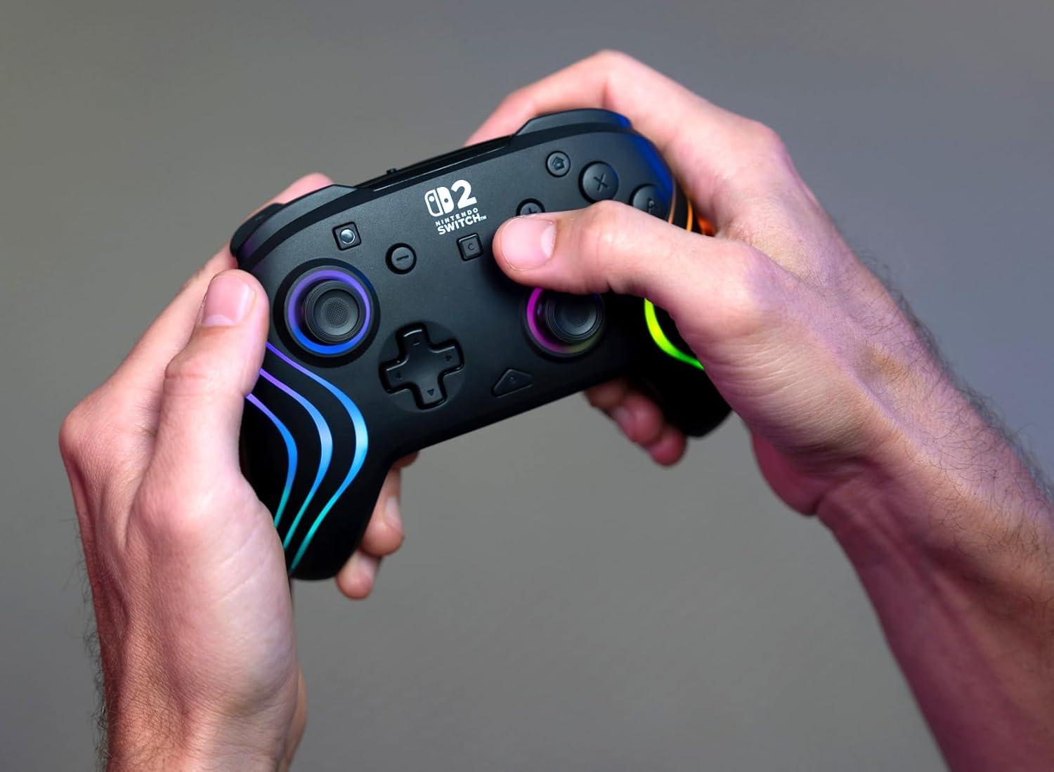 image:imageTurtle Beach Afterglow Wave Wireless RGB Gaming Controller Officially Licensed for Nintendo Switch 2 Nintendo SwitchSwitch LiteOLED TMR Thumbsticks Customizable Lighting BlackBlack