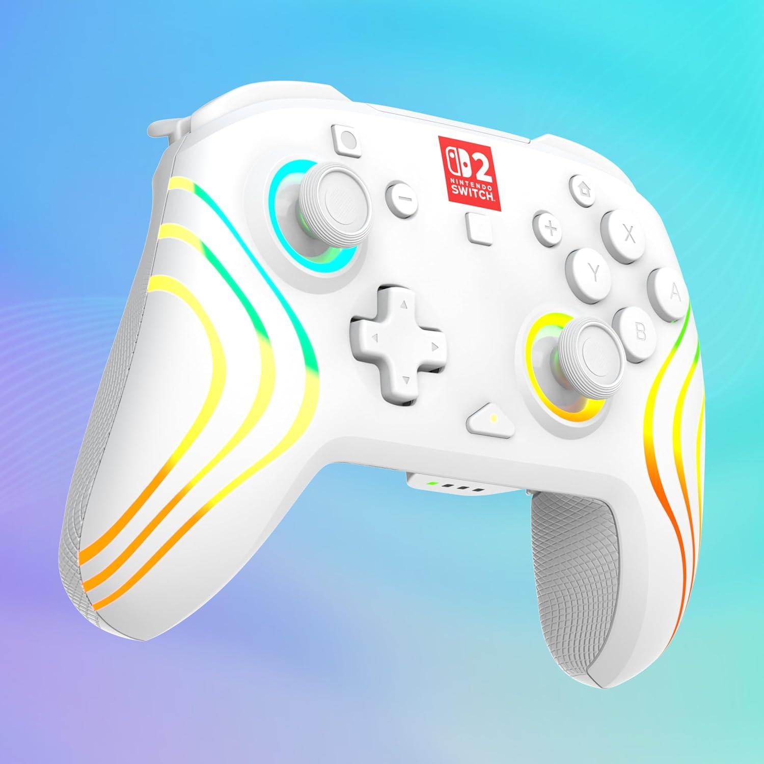 image:imageTurtle Beach Afterglow Wave Wireless RGB Gaming Controller Officially Licensed for Nintendo Switch 2 Nintendo SwitchSwitch LiteOLED TMR Thumbsticks Customizable Lighting BlackWhite