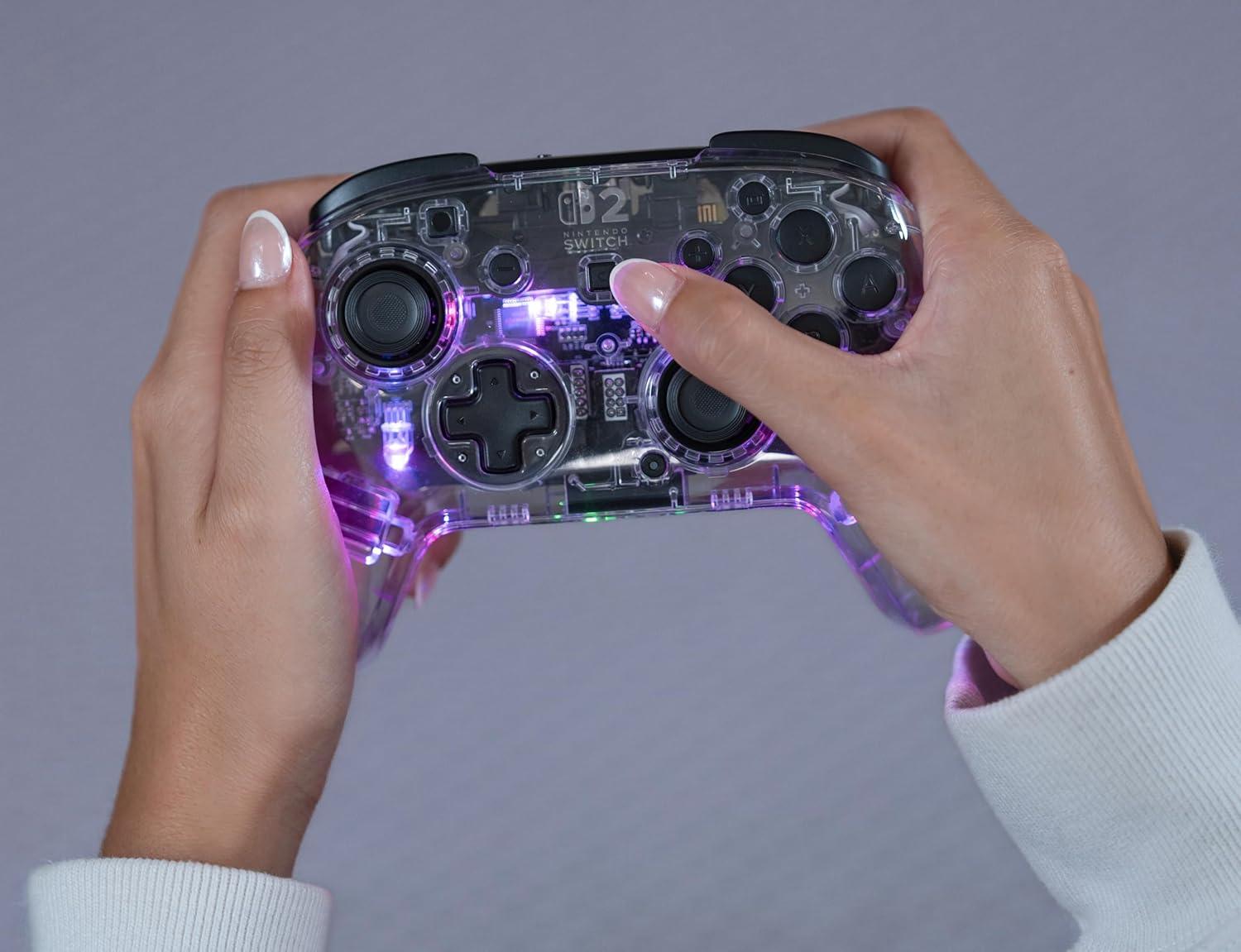 image:imageTurtle Beach Afterglow Wireless RGB Gaming Controller Officially Licensed for Nintendo Switch 2 Nintendo SwitchSwitch LiteOLED TMR Thumbsticks Customizable Lighting TransparentWireless