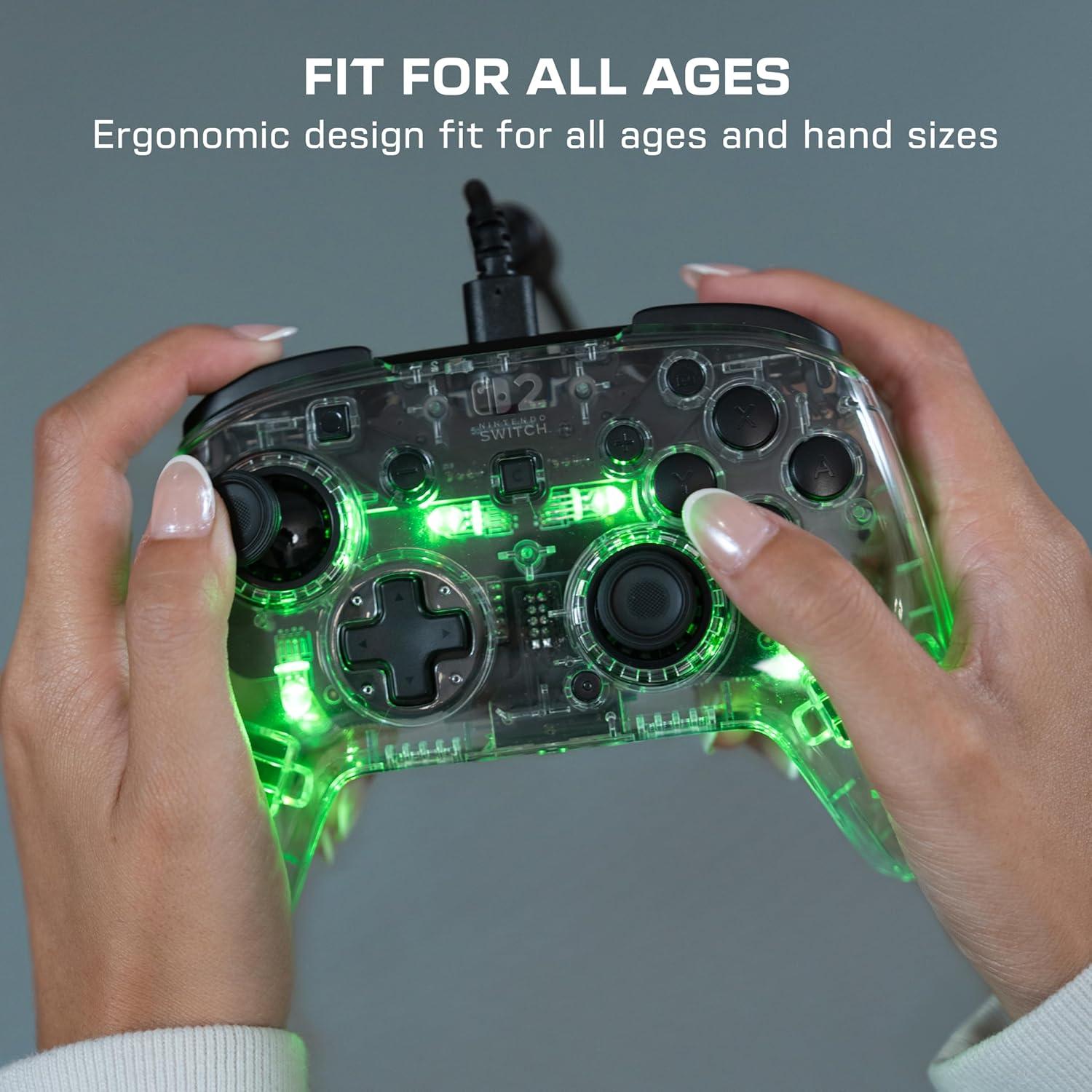 image:imageTurtle Beach Afterglow Wireless RGB Gaming Controller Officially Licensed for Nintendo Switch 2 Nintendo SwitchSwitch LiteOLED TMR Thumbsticks Customizable Lighting TransparentWired