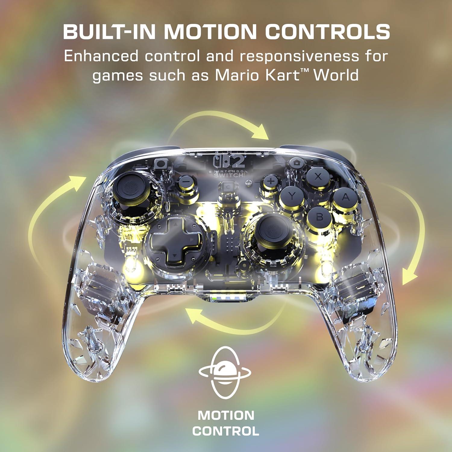 image:imageTurtle Beach Afterglow Wireless RGB Gaming Controller Officially Licensed for Nintendo Switch 2 Nintendo SwitchSwitch LiteOLED TMR Thumbsticks Customizable Lighting TransparentWireless