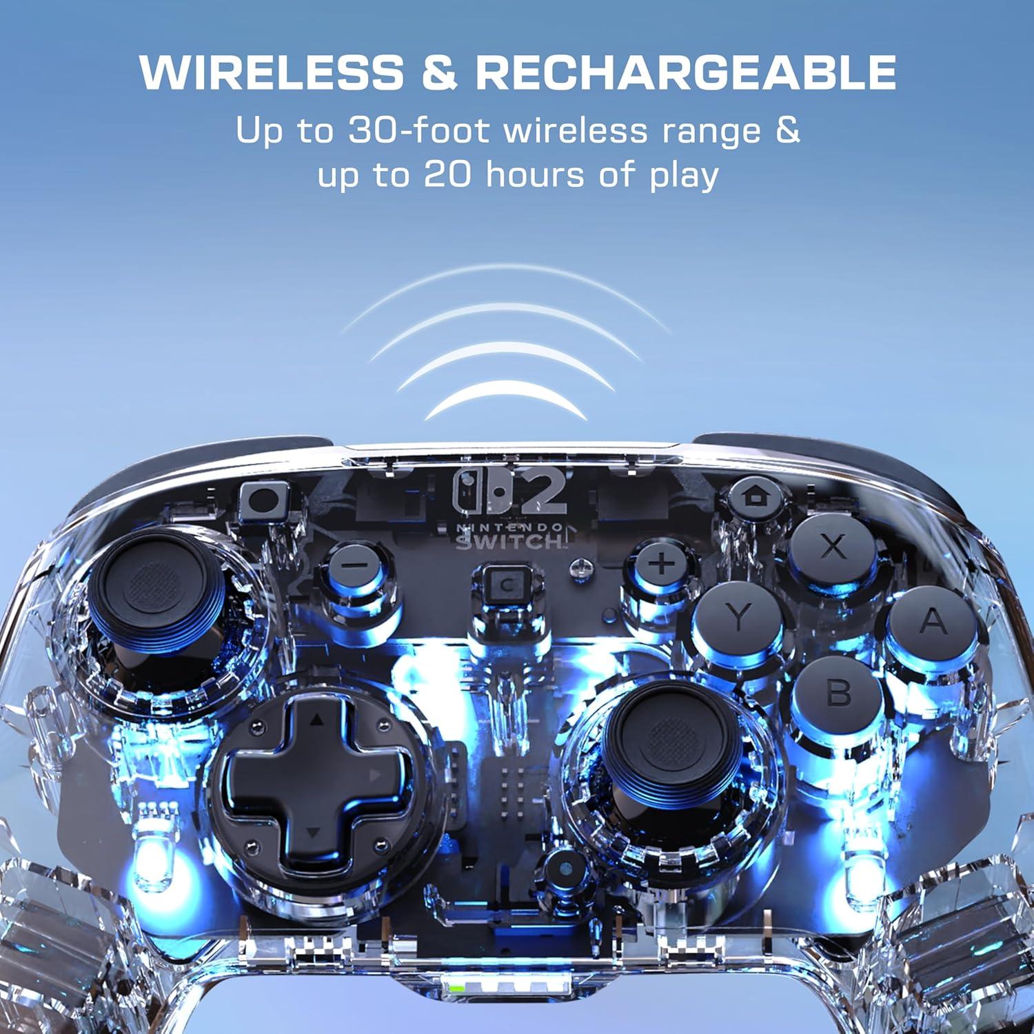 image:imageTurtle Beach Afterglow Wireless RGB Gaming Controller Officially Licensed for Nintendo Switch 2 Nintendo SwitchSwitch LiteOLED TMR Thumbsticks Customizable Lighting TransparentWireless