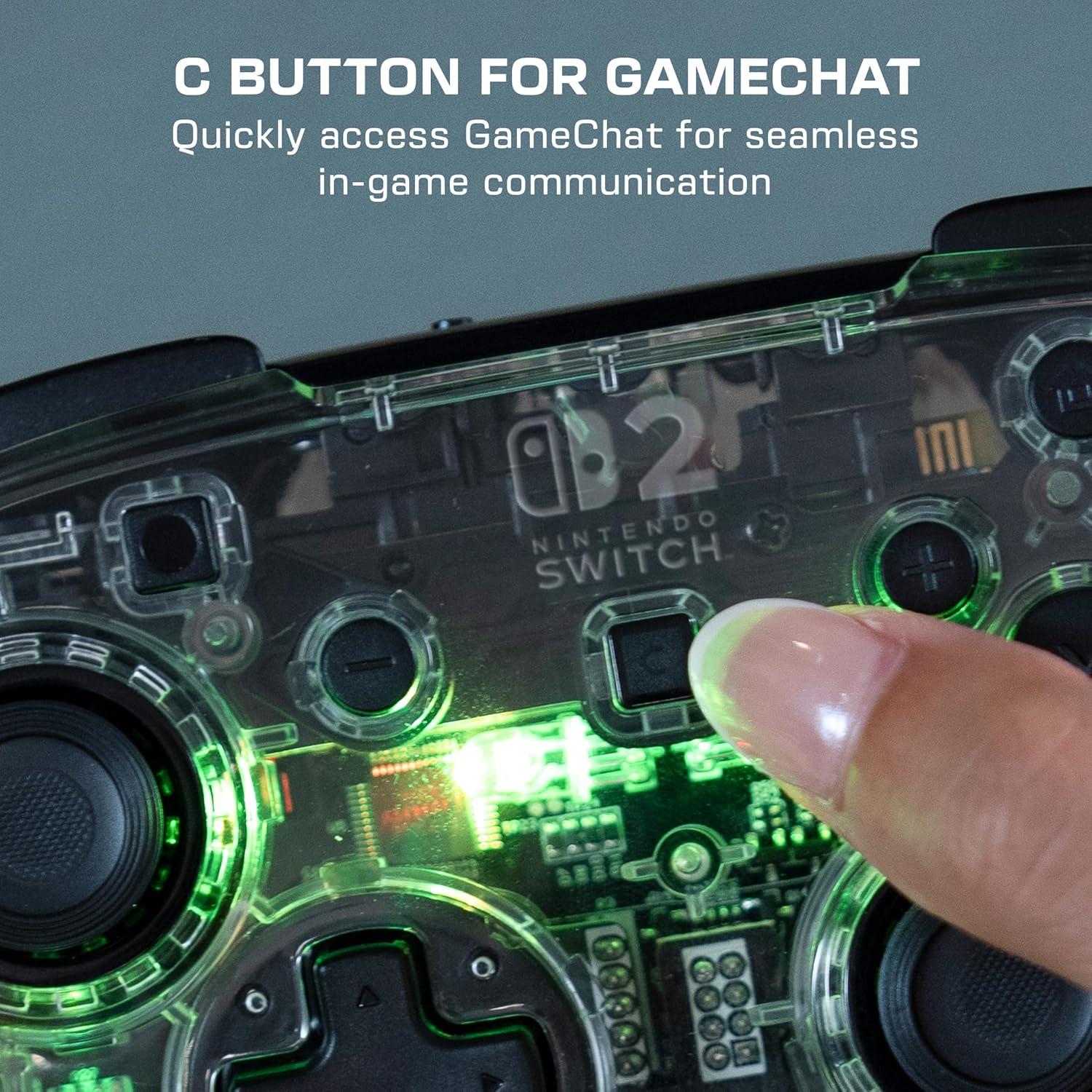 image:imageTurtle Beach Afterglow Wireless RGB Gaming Controller Officially Licensed for Nintendo Switch 2 Nintendo SwitchSwitch LiteOLED TMR Thumbsticks Customizable Lighting TransparentWireless