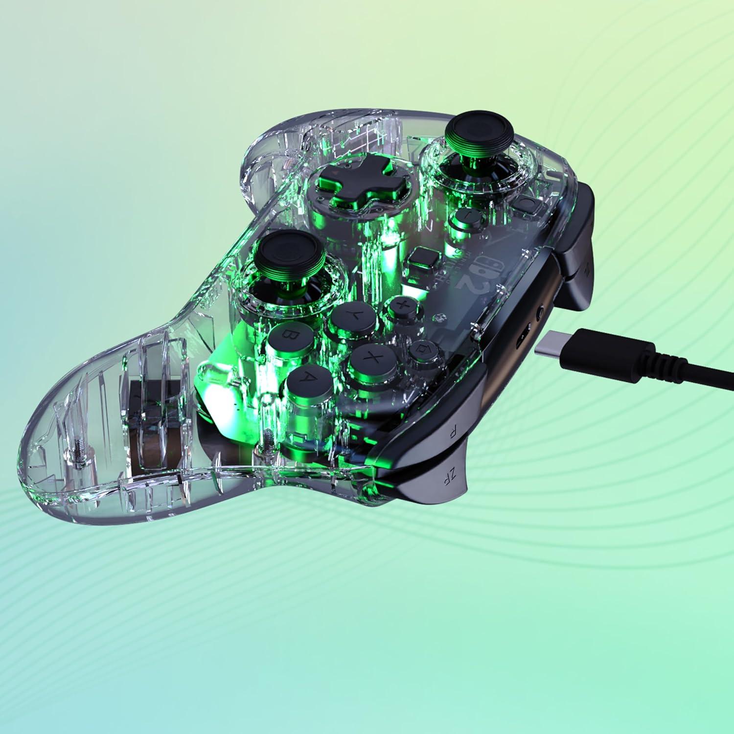 image:imageTurtle Beach Afterglow Wireless RGB Gaming Controller Officially Licensed for Nintendo Switch 2 Nintendo SwitchSwitch LiteOLED TMR Thumbsticks Customizable Lighting TransparentWireless