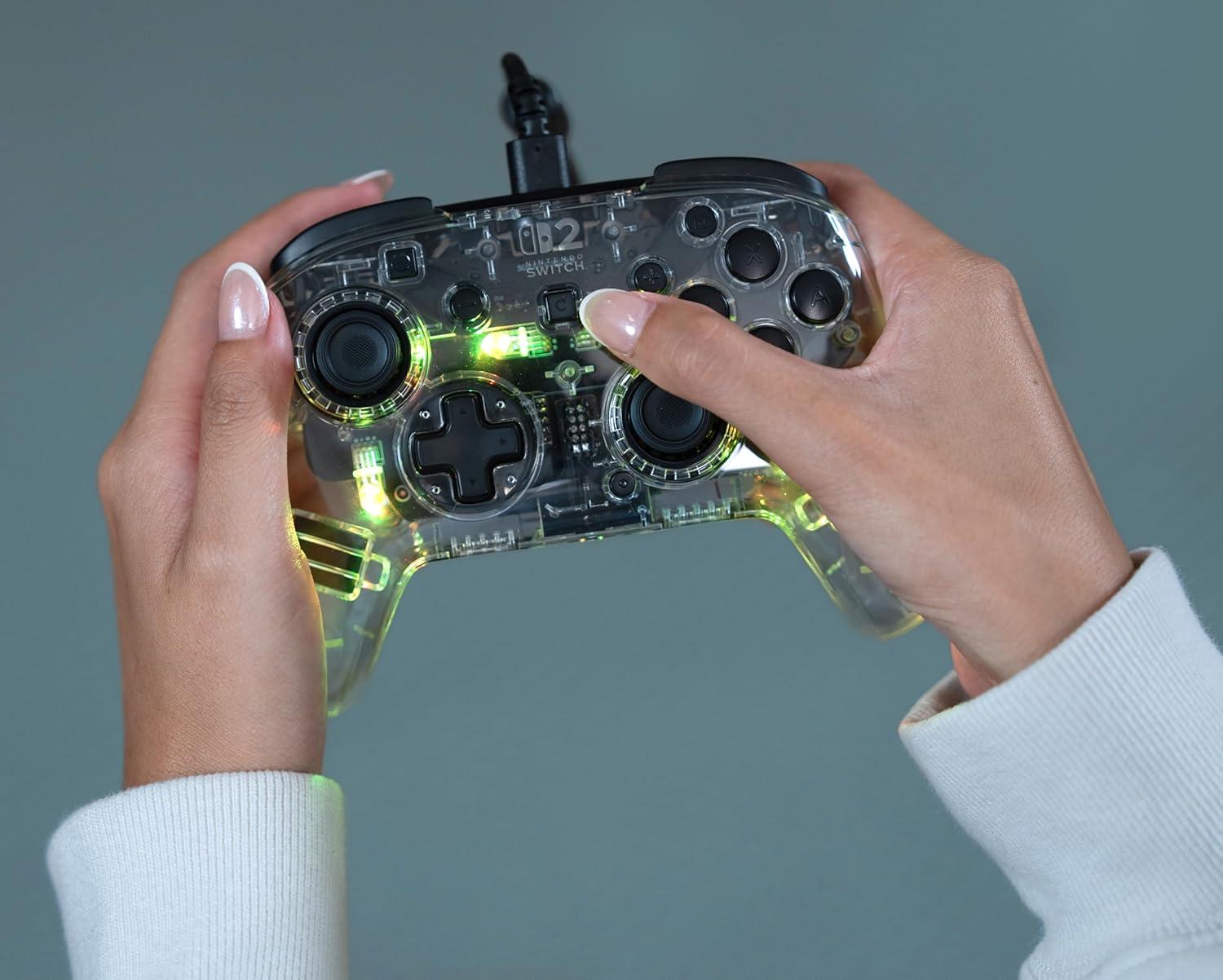 image:imageTurtle Beach Afterglow Wireless RGB Gaming Controller Officially Licensed for Nintendo Switch 2 Nintendo SwitchSwitch LiteOLED TMR Thumbsticks Customizable Lighting TransparentWired