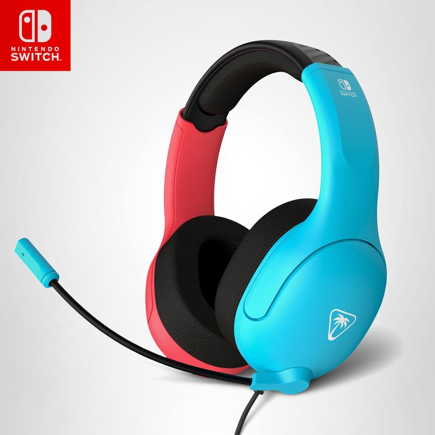 image:imageTurtle Beach Airlite Fit Wired Gaming Headset Officially Licensed for Nintendo Switch Nintendo Switch 2LiteOLED Model FliptoMute Mic OverEar Comfort Cushions 40mm Speakers Neon Blue amp RedNeon Blue Red