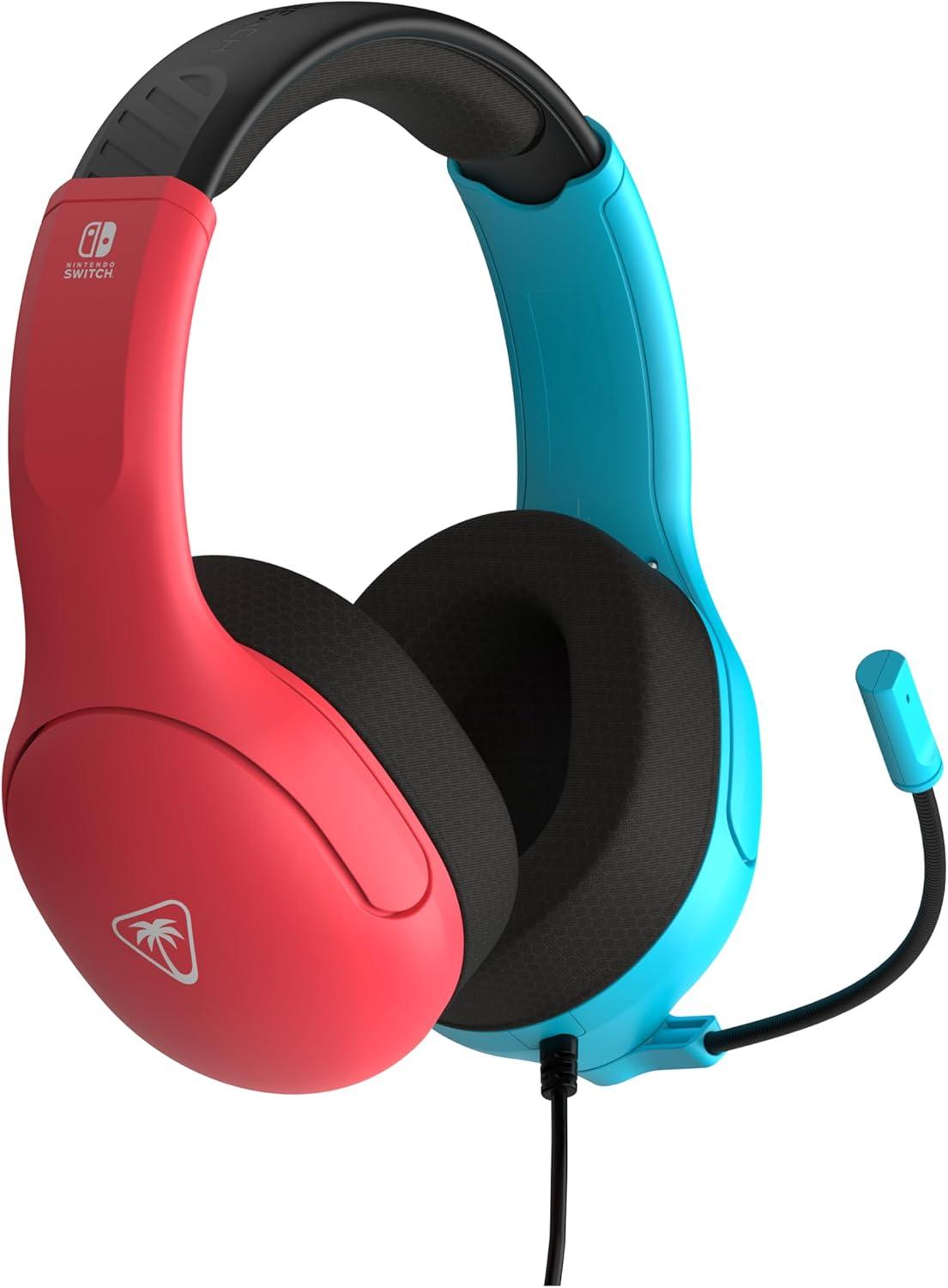 image:imageTurtle Beach Airlite Fit Wired Gaming Headset Officially Licensed for Nintendo Switch Nintendo Switch 2LiteOLED Model FliptoMute Mic OverEar Comfort Cushions 40mm Speakers Neon Blue amp RedNeon Blue Red