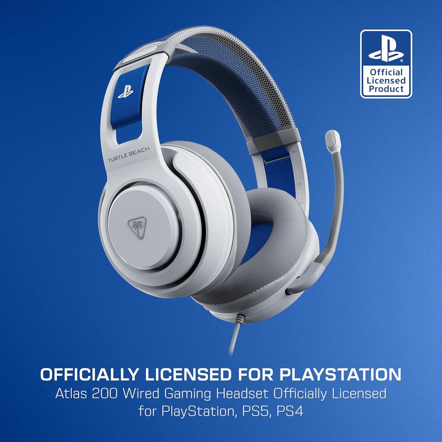 image:imageTurtle Beach Atlas 200 Wired Gaming Headset Officially Licensed for PlayStation PS5 PS450mm Nanoclear Drivers FliptoMute Mic Memory Foam Cushions Floating Headband BlackWhite Bundle
