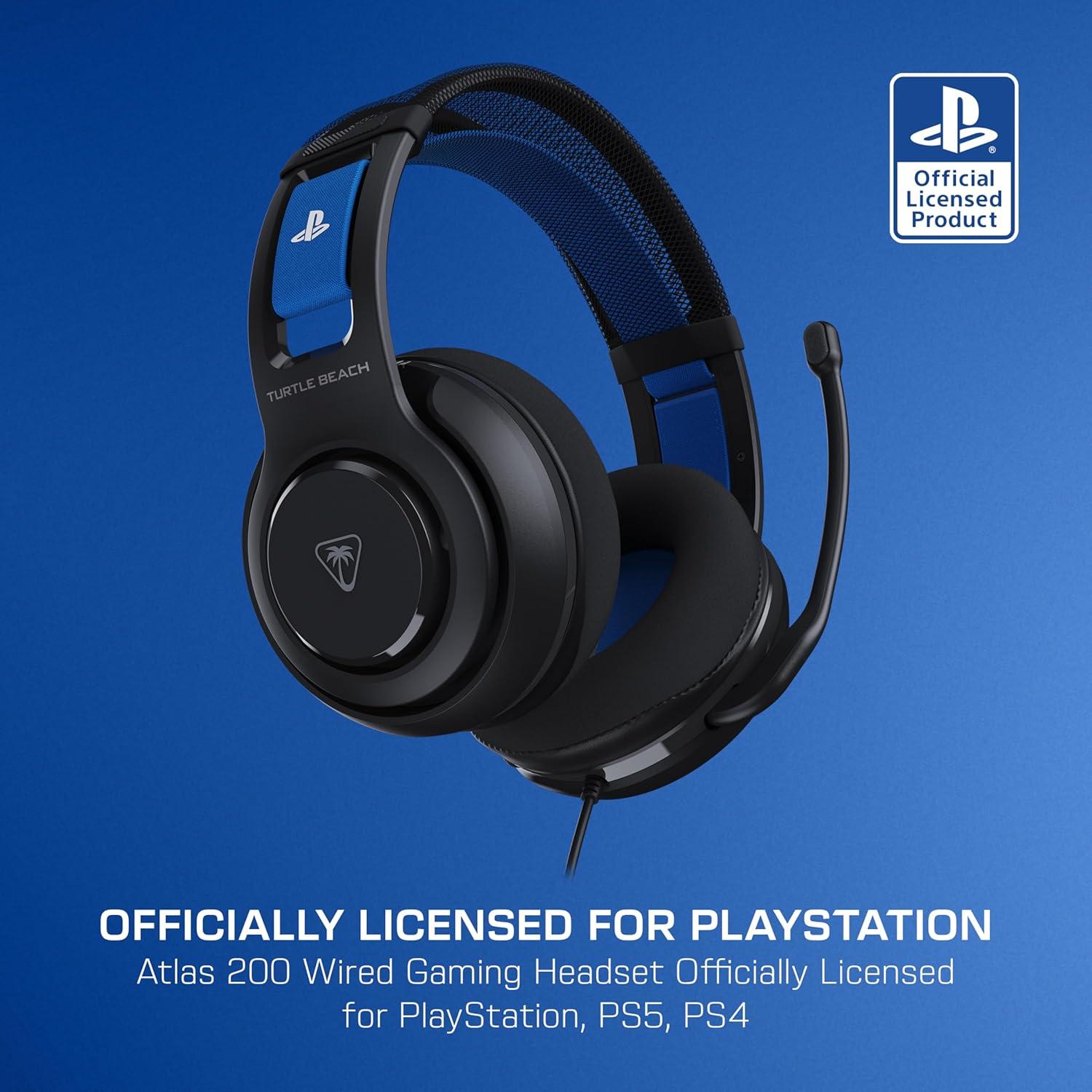 image:imageTurtle Beach Atlas 200 Wired Gaming Headset Officially Licensed for PlayStation PS5 PS450mm Nanoclear Drivers FliptoMute Mic Memory Foam Cushions Floating Headband BlackBlack
