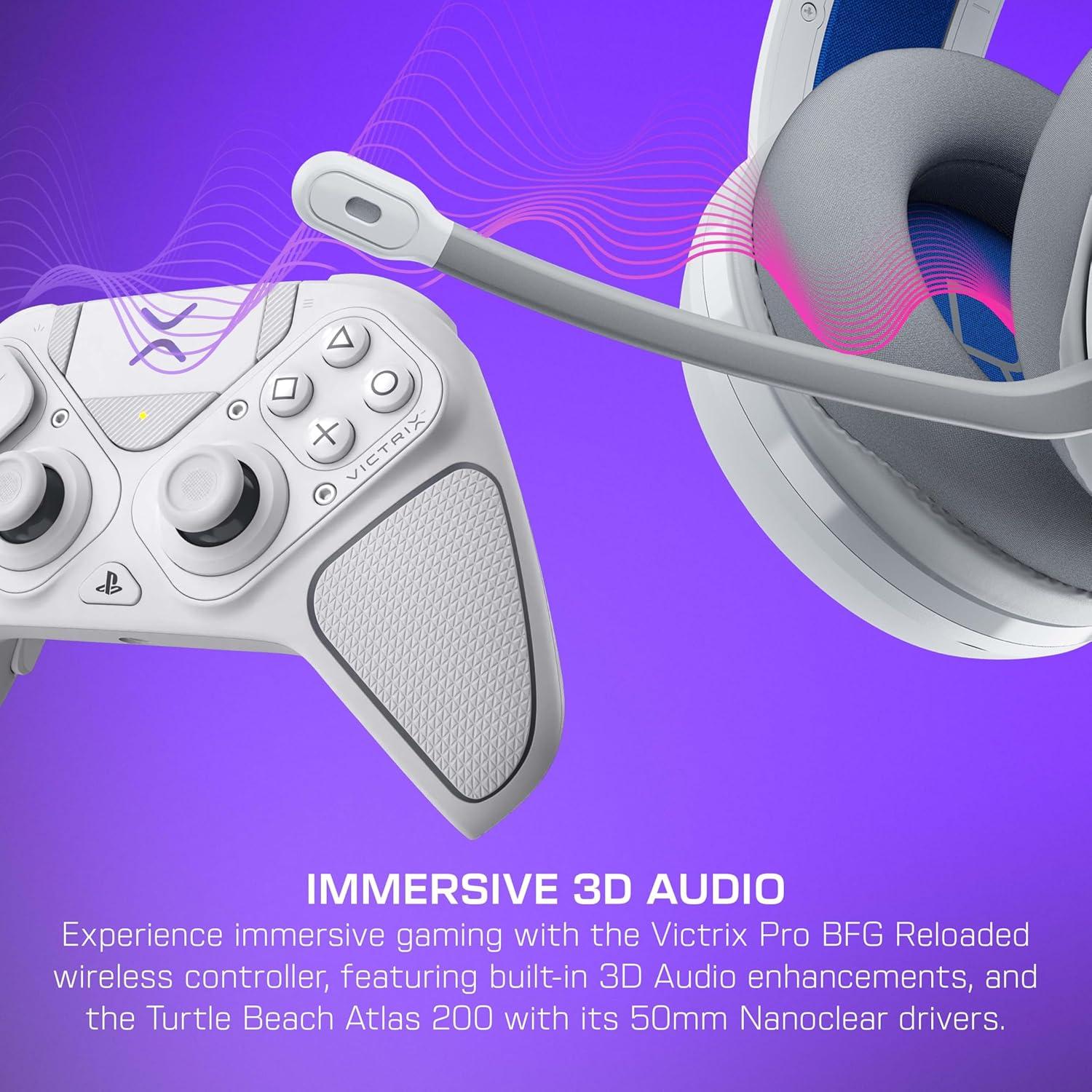 image:imageTurtle Beach Atlas 200 Wired Gaming Headset Officially Licensed for PlayStation PS5 PS450mm Nanoclear Drivers FliptoMute Mic Memory Foam Cushions Floating Headband BlackWhite Bundle