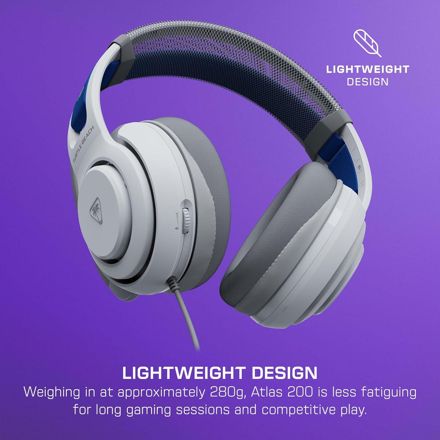 image:imageTurtle Beach Atlas 200 Wired Gaming Headset Officially Licensed for PlayStation PS5 PS450mm Nanoclear Drivers FliptoMute Mic Memory Foam Cushions Floating Headband BlackWhite Bundle