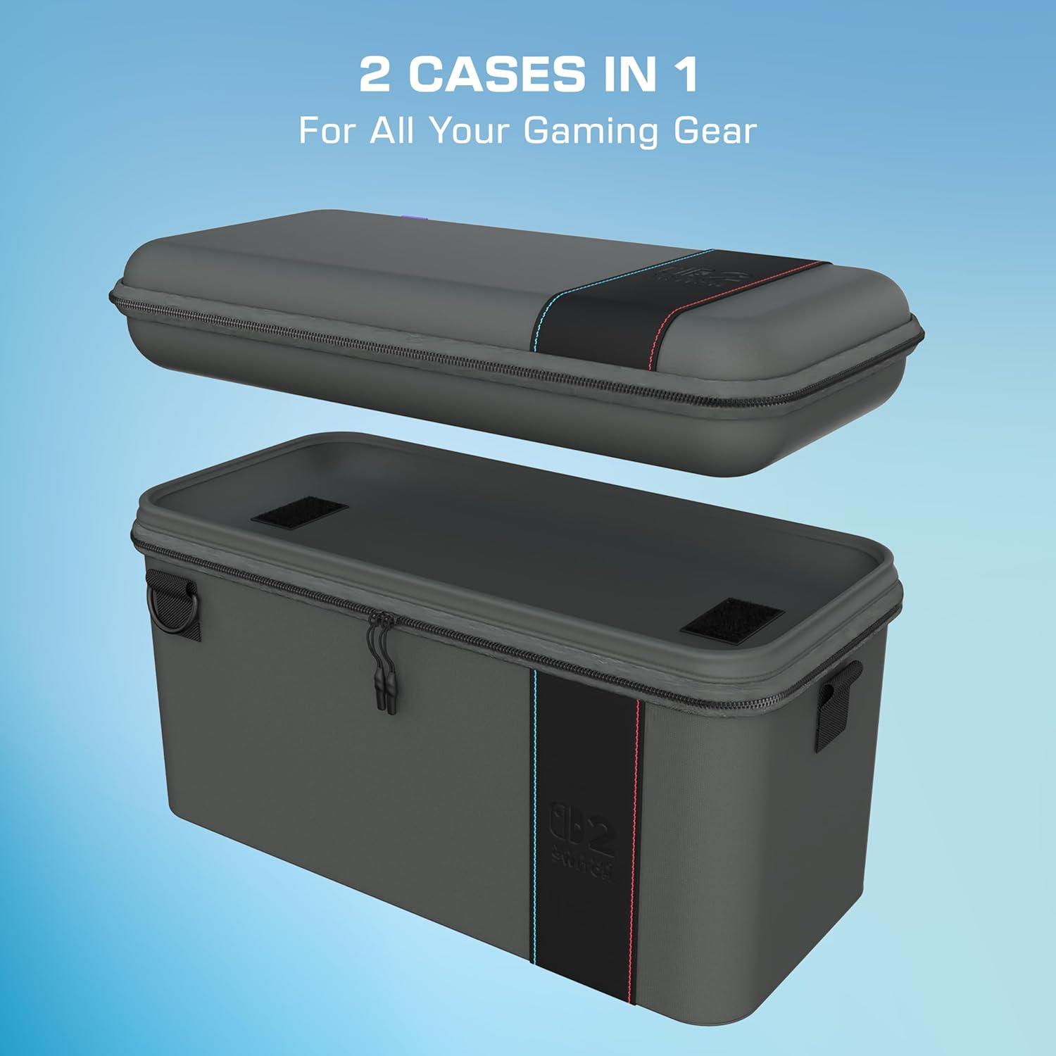 image:imageTurtle Beach PlayTrek Slim Case Officially Licensed for Nintendo Switch 2 Hard Shell Carrying Case Game Card Case Cover Storage Protection Charcoal Black2in1
