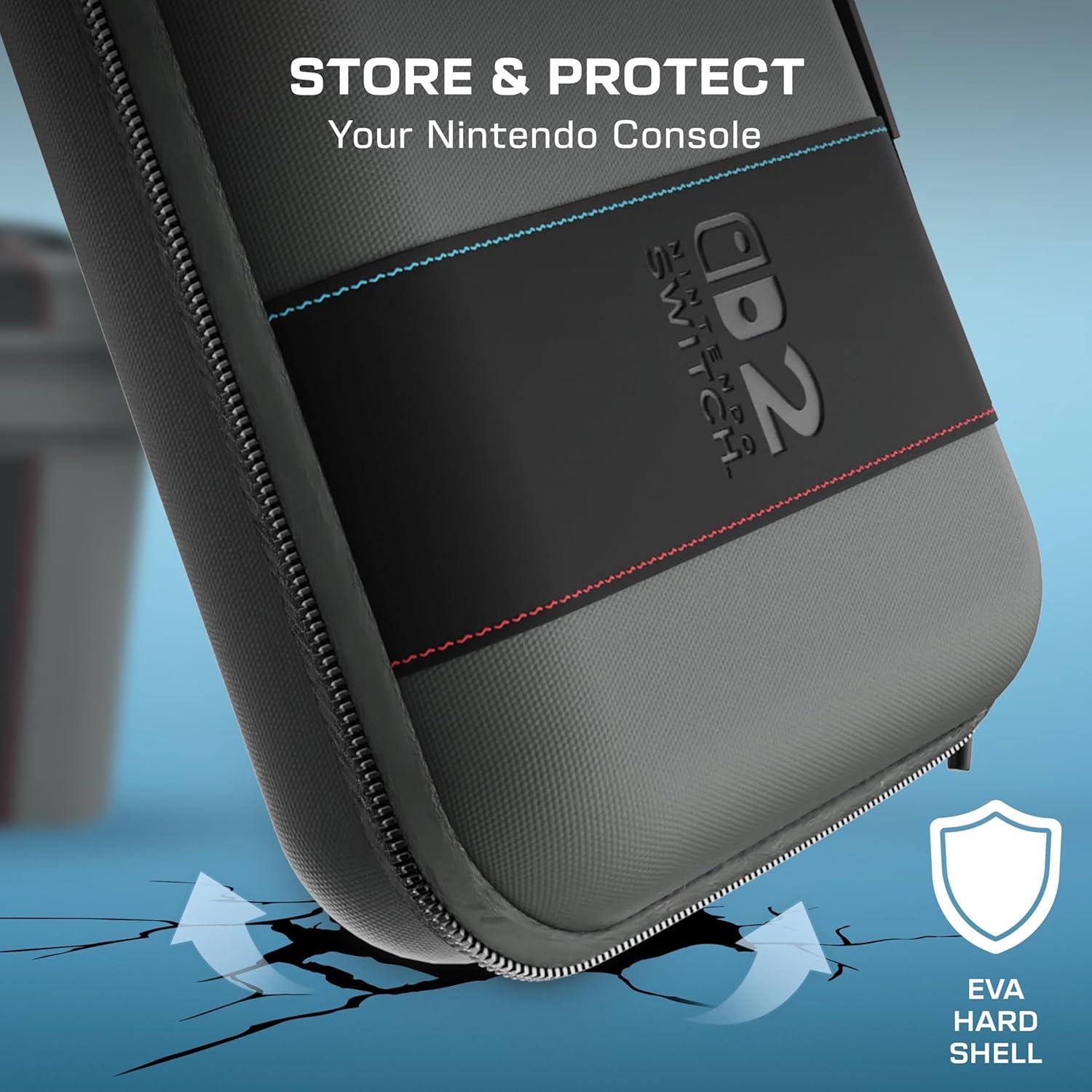 image:imageTurtle Beach PlayTrek Slim Case Officially Licensed for Nintendo Switch 2 Hard Shell Carrying Case Game Card Case Cover Storage Protection Charcoal Black2in1