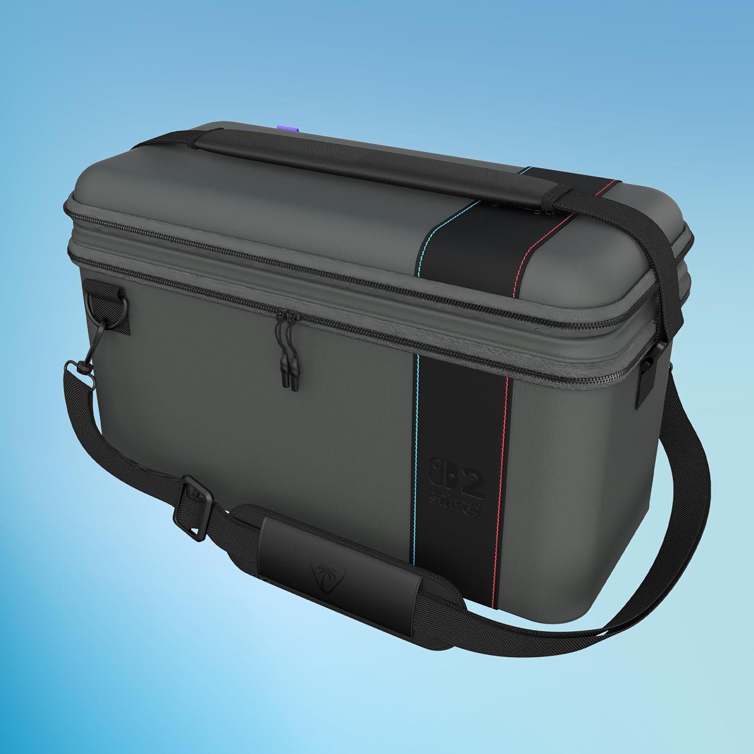 image:imageTurtle Beach PlayTrek Slim Case Officially Licensed for Nintendo Switch 2 Hard Shell Carrying Case Game Card Case Cover Storage Protection Charcoal Black2in1