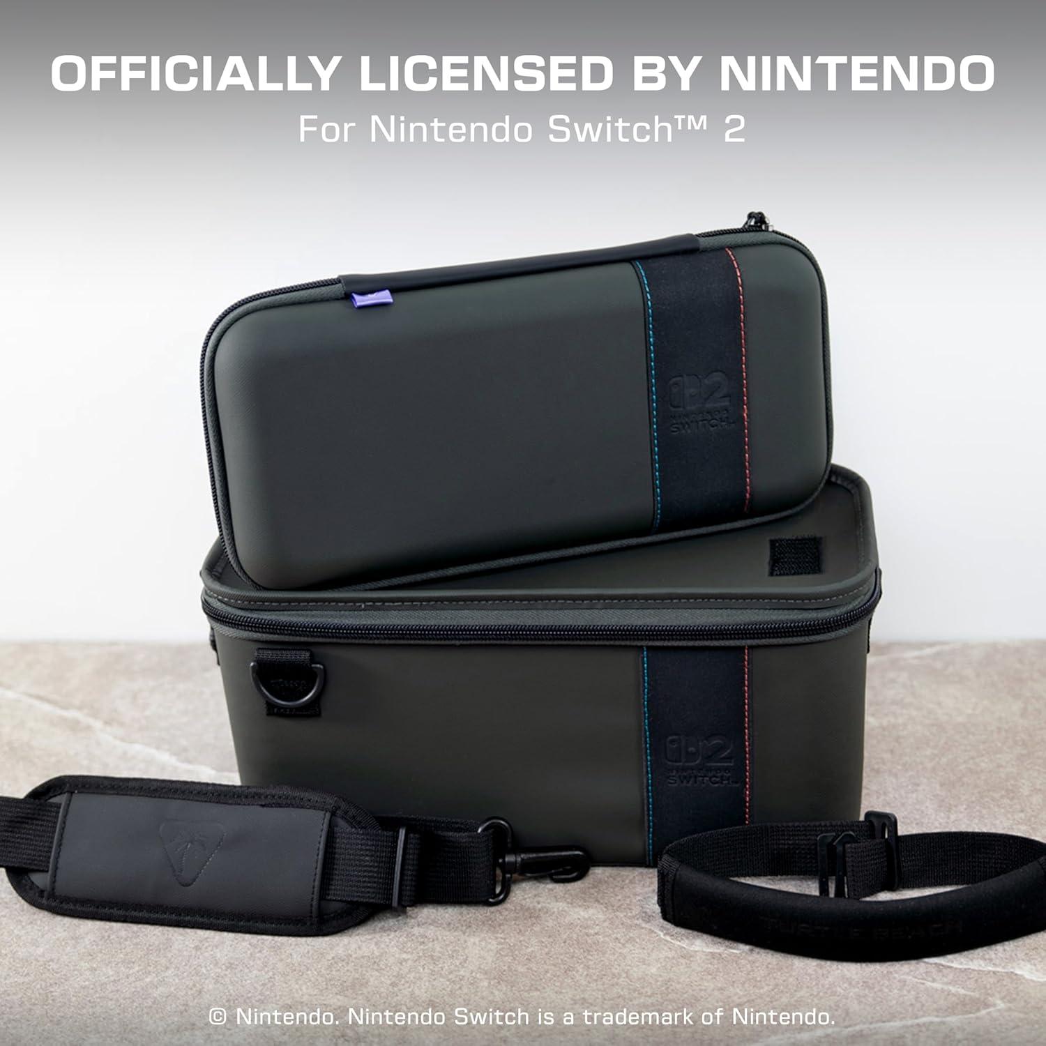 image:imageTurtle Beach PlayTrek Slim Case Officially Licensed for Nintendo Switch 2 Hard Shell Carrying Case Game Card Case Cover Storage Protection Charcoal Black2in1