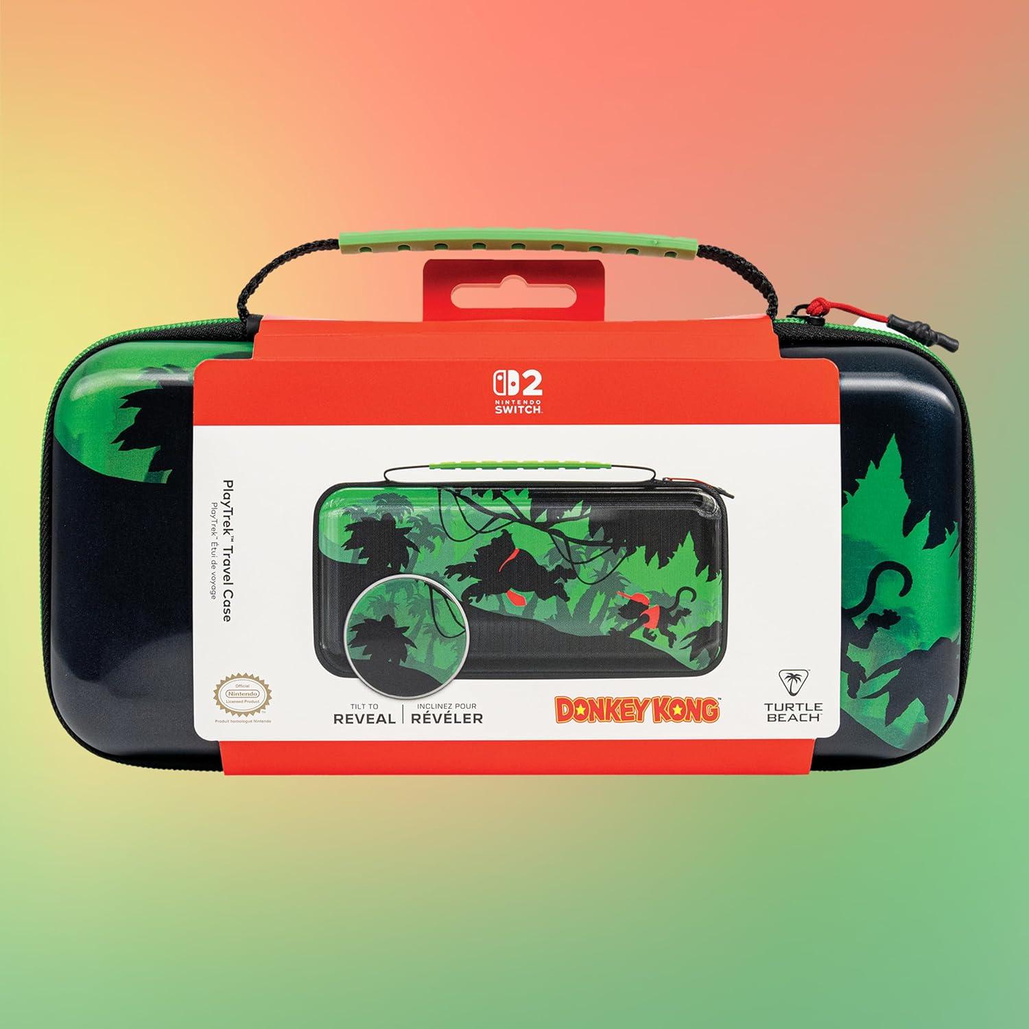 image:imageTurtle Beach PlayTrek Travel Case Officially Licensed for Nintendo Switch 2 Nintendo SwitchOLED Hard Shell Carrying Case Game Card Case Storage Protection Donkey Kong BlackGreenDonkey Kong