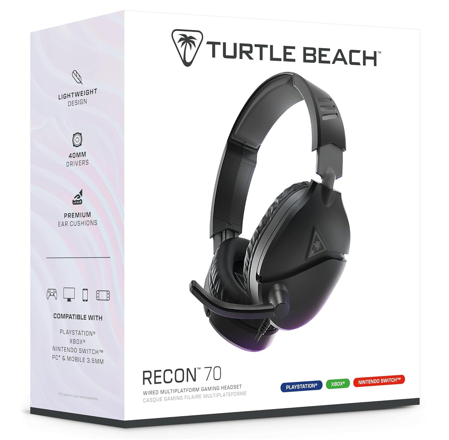 image:imageTurtle Beach Recon 70 Multiplatform Gaming Headset for PS5 PS4 Xbox Series XS Xbox One PC amp Mobile w 35mm Wired Connection FliptoMute Mic 40mm Speakers Lightweight Design WhiteBlack PS