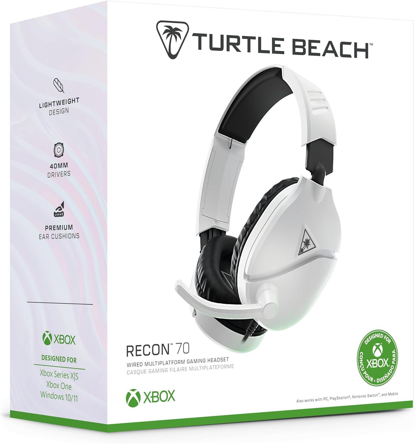 image:imageTurtle Beach Recon 70 Multiplatform Gaming Headset for Xbox Series XS Xbox One PS5 PS4 PC amp Mobile w 35mm Wired Connection FliptoMute Mic 40mm Speakers Lightweight Design BlackWhite