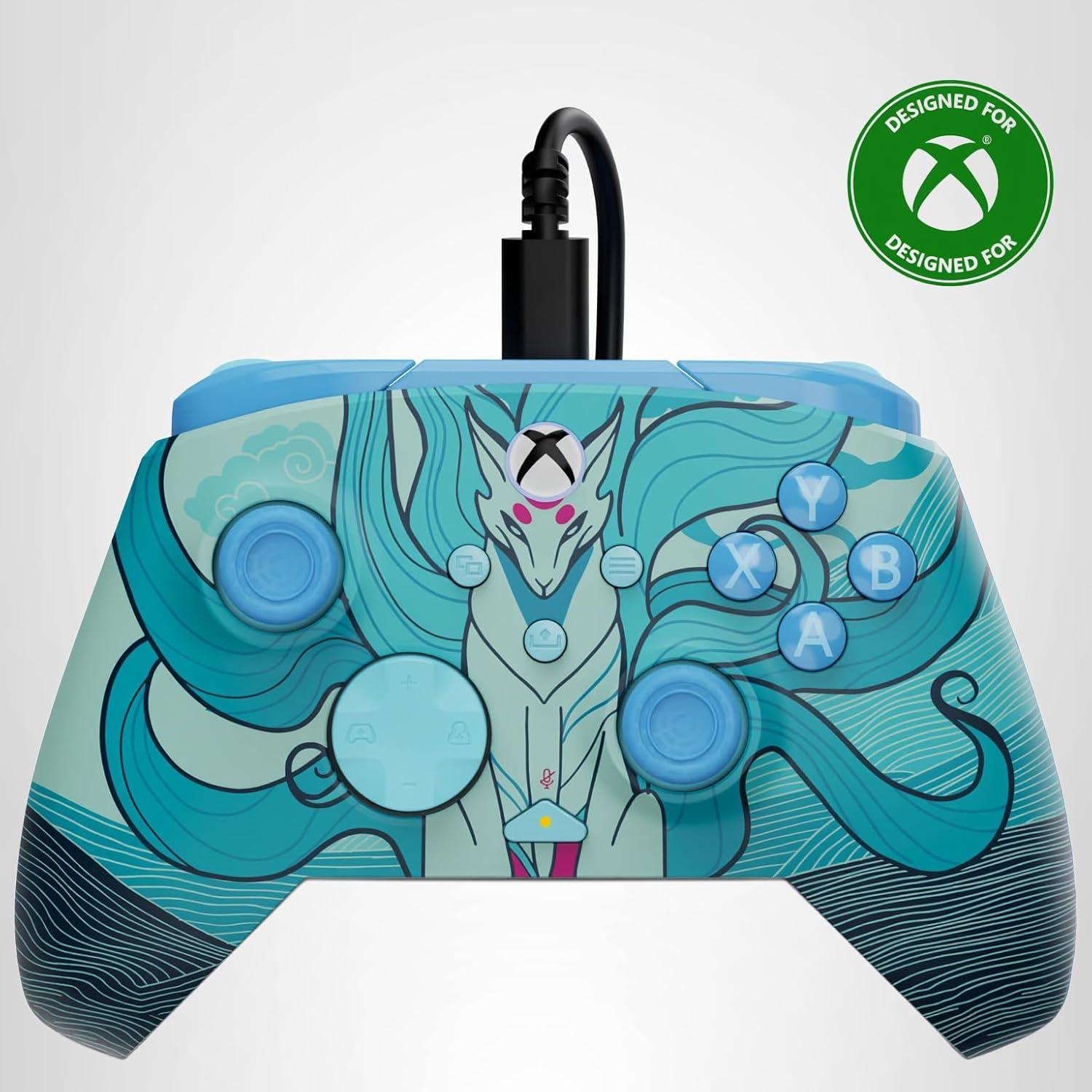 image:imageTurtle Beach Rematch Advanced Wired Gaming Controller Licensed for Xbox Series XS Xbox One Windows PC Glow Remappable Buttons Hair Triggers Audio Controls Impulse Triggers Titan SteelBlue Kitsune