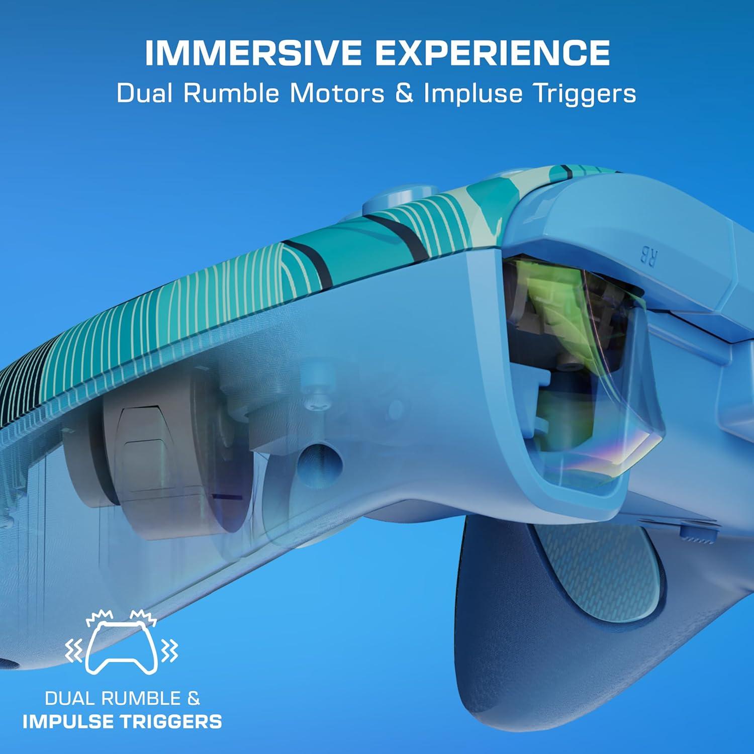 image:imageTurtle Beach Rematch Advanced Wired Gaming Controller Licensed for Xbox Series XS Xbox One Windows PC Glow Remappable Buttons Hair Triggers Audio Controls Impulse Triggers Titan SteelBlue Kitsune