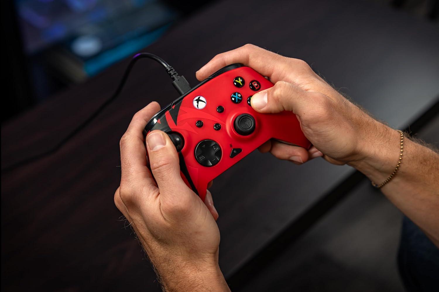 image:imageTurtle Beach Rematch Advanced Wired Gaming Controller Licensed for Xbox Series XS Xbox One Windows PC Glow Remappable Buttons Hair Triggers Audio Controls Impulse Triggers Titan SteelSpirit Red