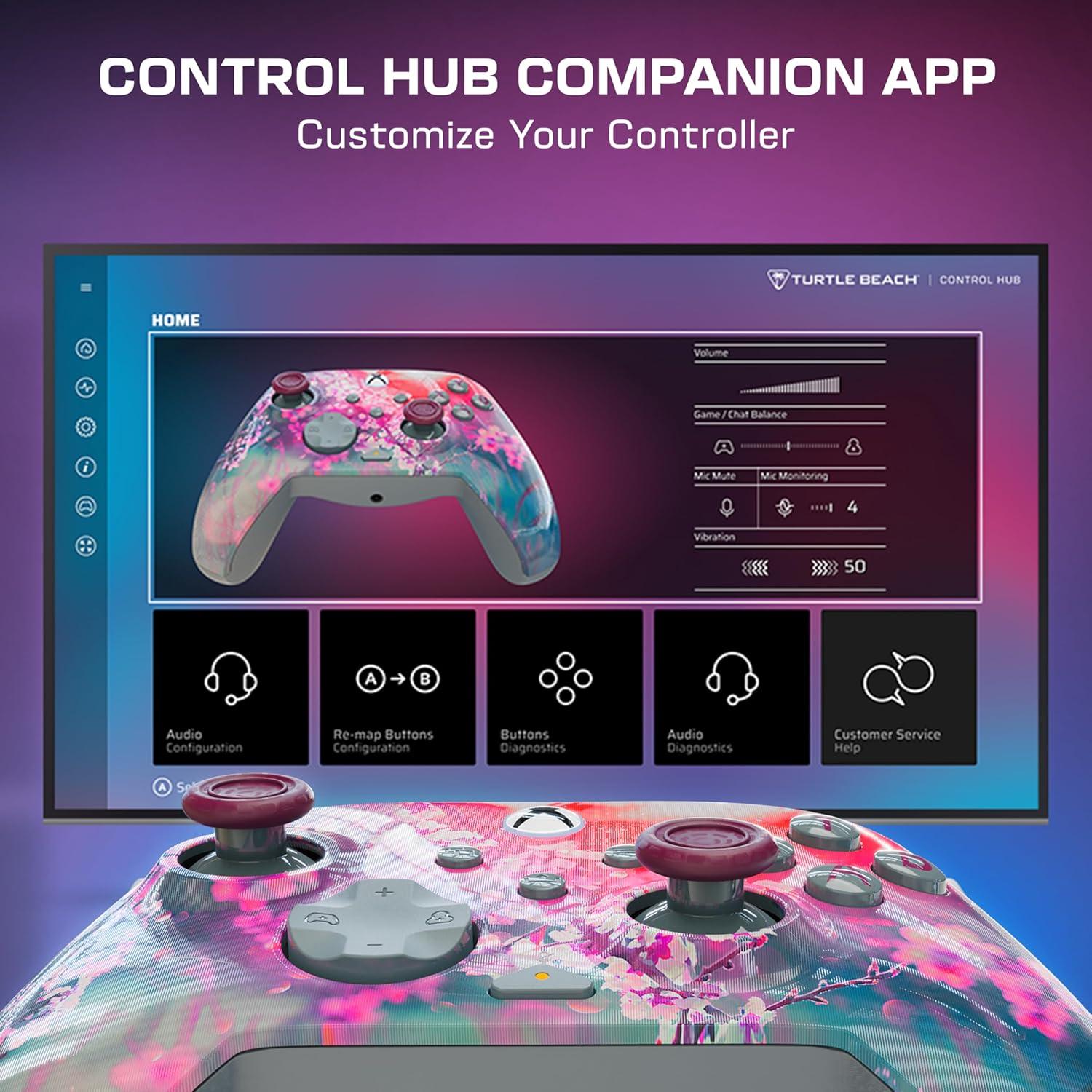 image:imageTurtle Beach Rematch Advanced Wired Gaming Controller Licensed for Xbox Series XS Xbox One Windows PC Glow Remappable Buttons Hair Triggers Audio Controls Impulse Triggers Titan SteelKyoto Bloom Reveal