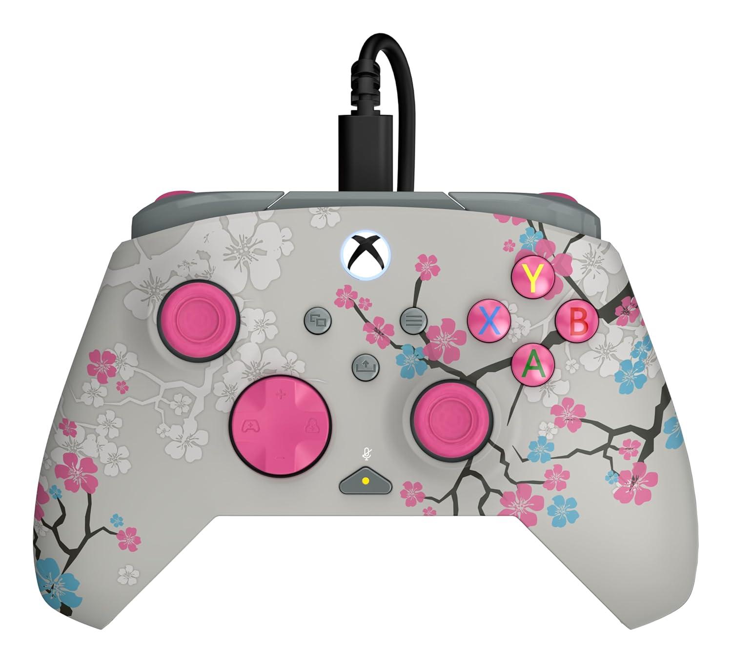 image:imageTurtle Beach Rematch Advanced Wired Gaming Controller Licensed for Xbox Series XS Xbox One Windows PC Glow Remappable Buttons Hair Triggers Audio Controls Impulse Triggers Titan SteelCherry Blossom