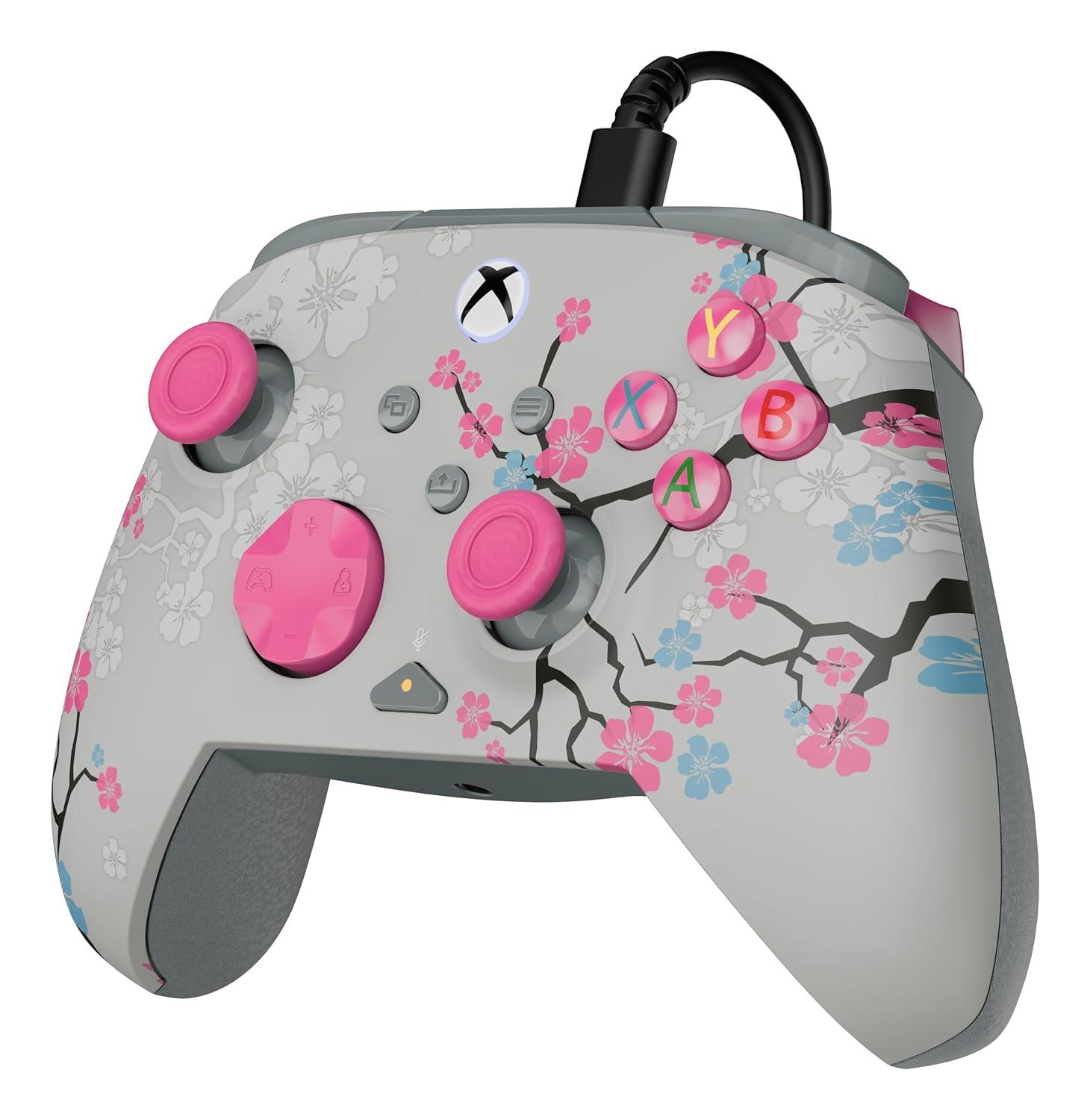 image:imageTurtle Beach Rematch Advanced Wired Gaming Controller Licensed for Xbox Series XS Xbox One Windows PC Glow Remappable Buttons Hair Triggers Audio Controls Impulse Triggers Titan SteelCherry Blossom