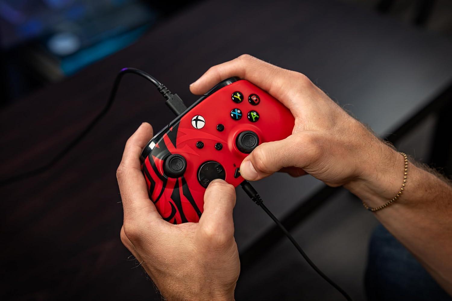 image:imageTurtle Beach Rematch Advanced Wired Gaming Controller Licensed for Xbox Series XS Xbox One Windows PC Glow Remappable Buttons Hair Triggers Audio Controls Impulse Triggers Titan SteelSpirit Red