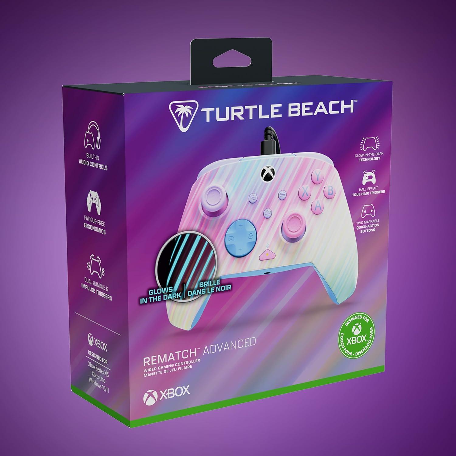 image:imageTurtle Beach Rematch Advanced Wired Gaming Controller Licensed for Xbox Series XS Xbox One Windows PC Glow Remappable Buttons Hair Triggers Audio Controls Impulse Triggers Titan SteelCotton Candy