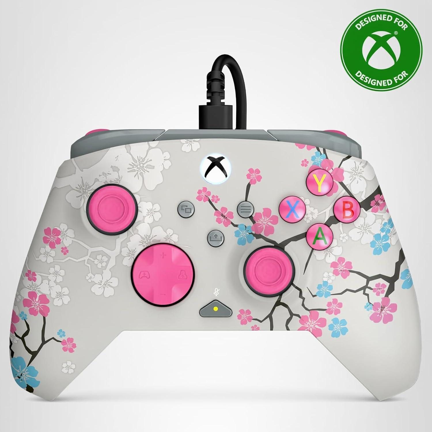 image:imageTurtle Beach Rematch Advanced Wired Gaming Controller Licensed for Xbox Series XS Xbox One Windows PC Glow Remappable Buttons Hair Triggers Audio Controls Impulse Triggers Titan SteelCherry Blossom