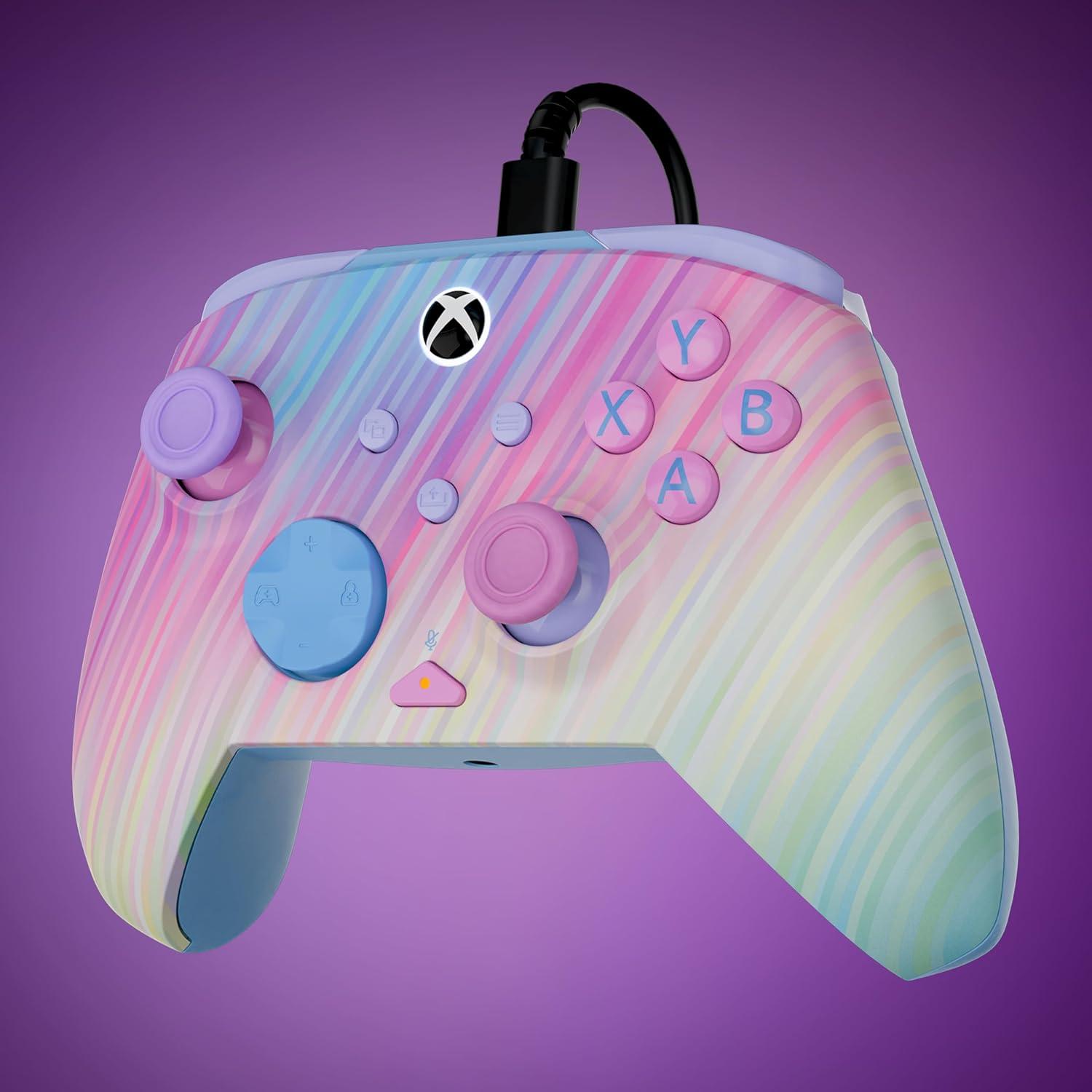image:imageTurtle Beach Rematch Advanced Wired Gaming Controller Licensed for Xbox Series XS Xbox One Windows PC Glow Remappable Buttons Hair Triggers Audio Controls Impulse Triggers Titan SteelCotton Candy