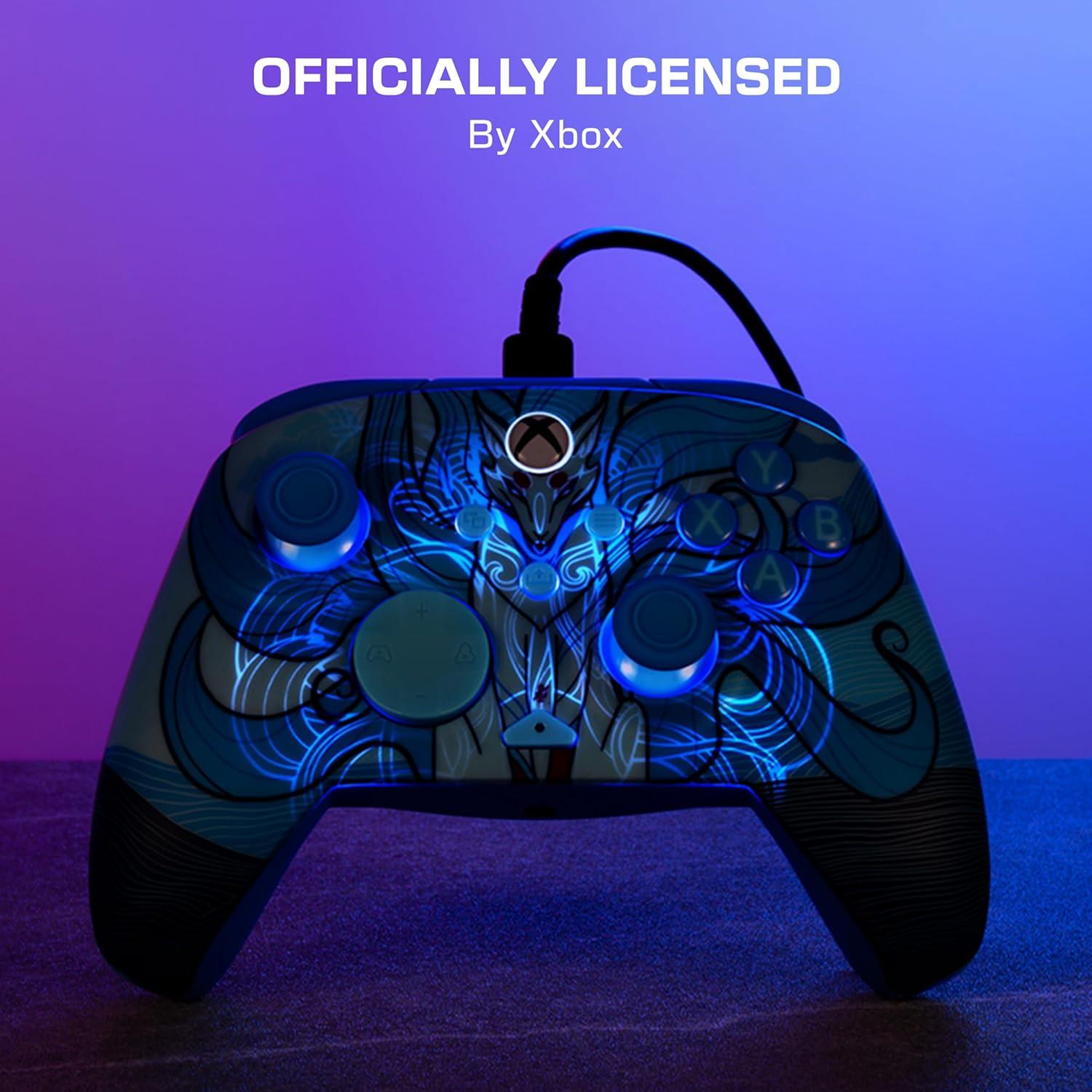 image:imageTurtle Beach Rematch Advanced Wired Gaming Controller Licensed for Xbox Series XS Xbox One Windows PC Glow Remappable Buttons Hair Triggers Audio Controls Impulse Triggers Titan SteelBlue Kitsune