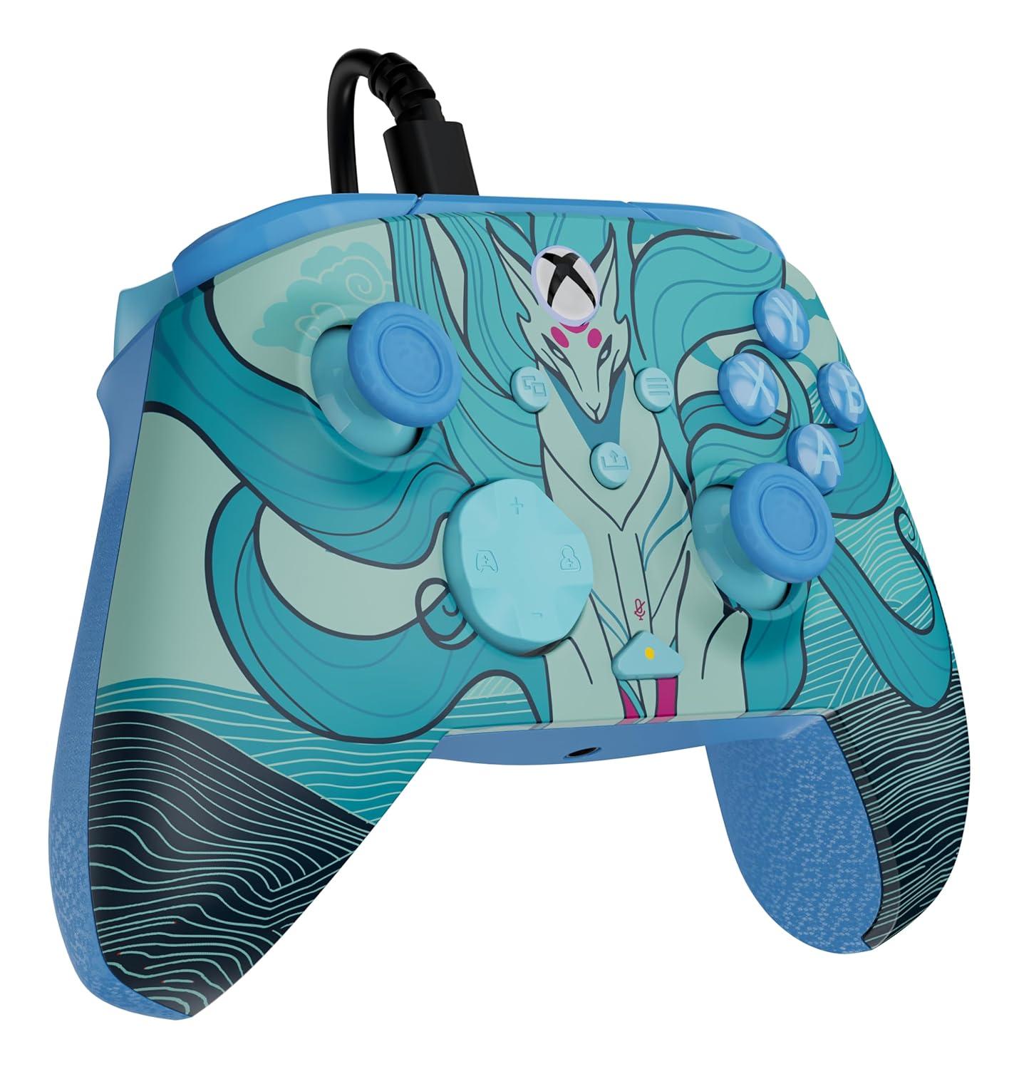 image:imageTurtle Beach Rematch Advanced Wired Gaming Controller Licensed for Xbox Series XS Xbox One Windows PC Glow Remappable Buttons Hair Triggers Audio Controls Impulse Triggers Titan SteelBlue Kitsune
