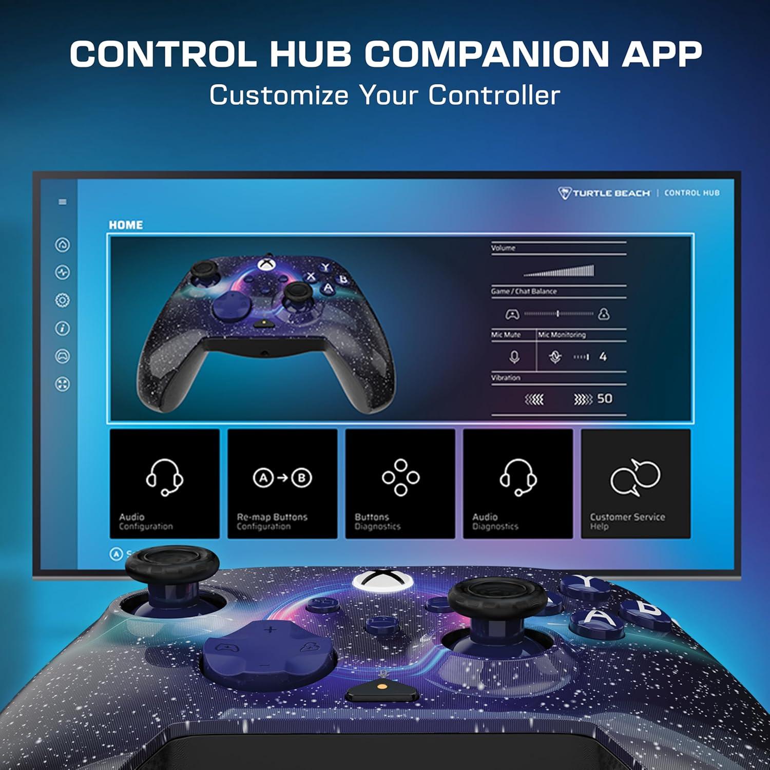 image:imageTurtle Beach Rematch Advanced Wired Gaming Controller Licensed for Xbox Series XS Xbox One Windows PC Glow Remappable Buttons Hair Triggers Audio Controls Impulse Triggers Titan SteelDark Cosmos Reveal