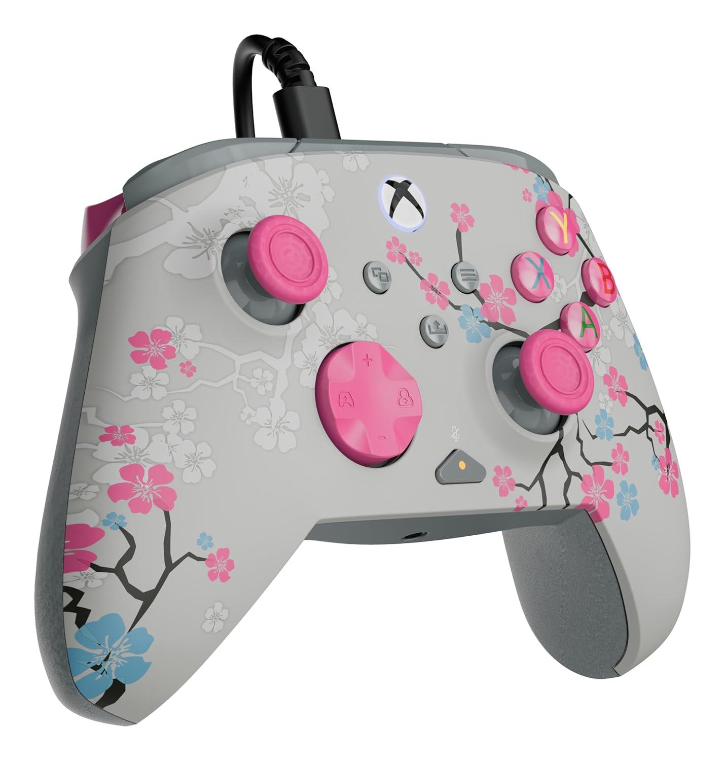 image:imageTurtle Beach Rematch Advanced Wired Gaming Controller Licensed for Xbox Series XS Xbox One Windows PC Glow Remappable Buttons Hair Triggers Audio Controls Impulse Triggers Titan SteelCherry Blossom