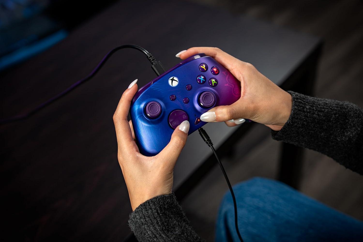 image:imageTurtle Beach Rematch Advanced Wired Gaming Controller Licensed for Xbox Series XS Xbox One Windows PC Glow Remappable Buttons Hair Triggers Audio Controls Impulse Triggers Titan SteelPurple Fade