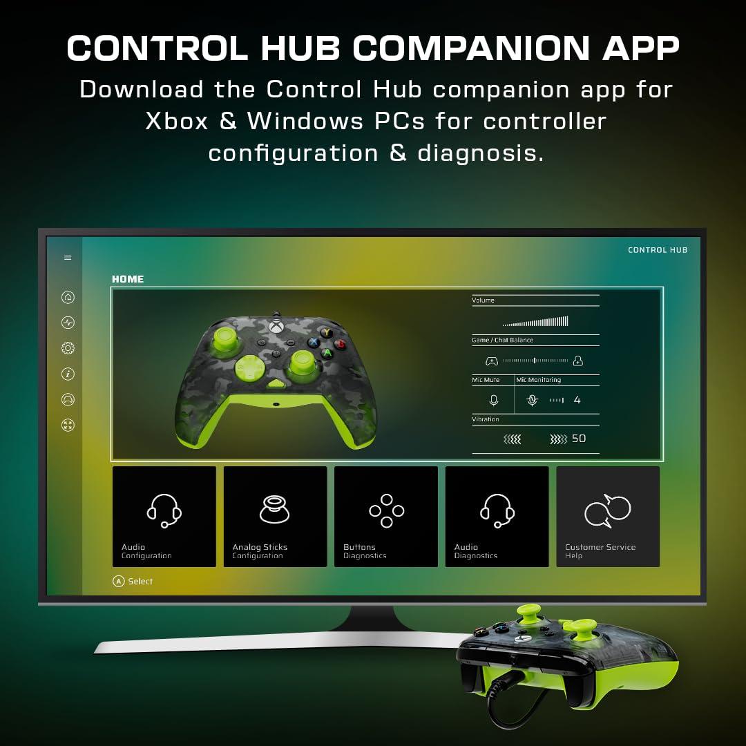 image:imageTurtle Beach Rematch Core Wired Gaming Controller Licensed for Xbox Series XS Xbox One amp Windows PCs Audio Controls Rumble Motors amp Impulse Triggers Companion App WhiteGreenGhost Black CamoYellow