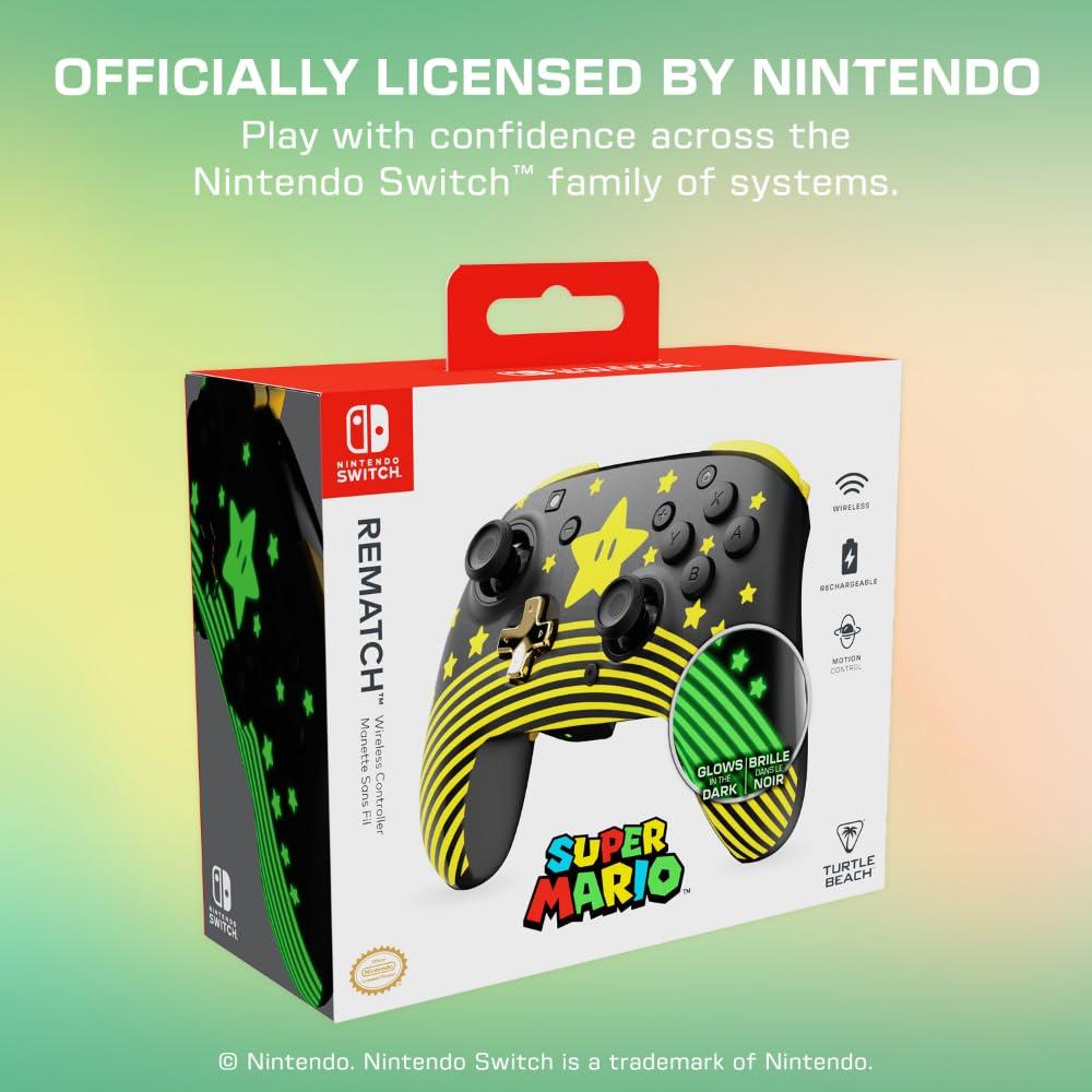 image:imageTurtle Beach Rematch Wireless Controller Officially Licensed for Nintendo Switch Switch LiteOLED Works wNintendo Switch 2 Lenticular Shift Design Rechargeable Battery Mario Bricks RedBlueSuper Mario Star