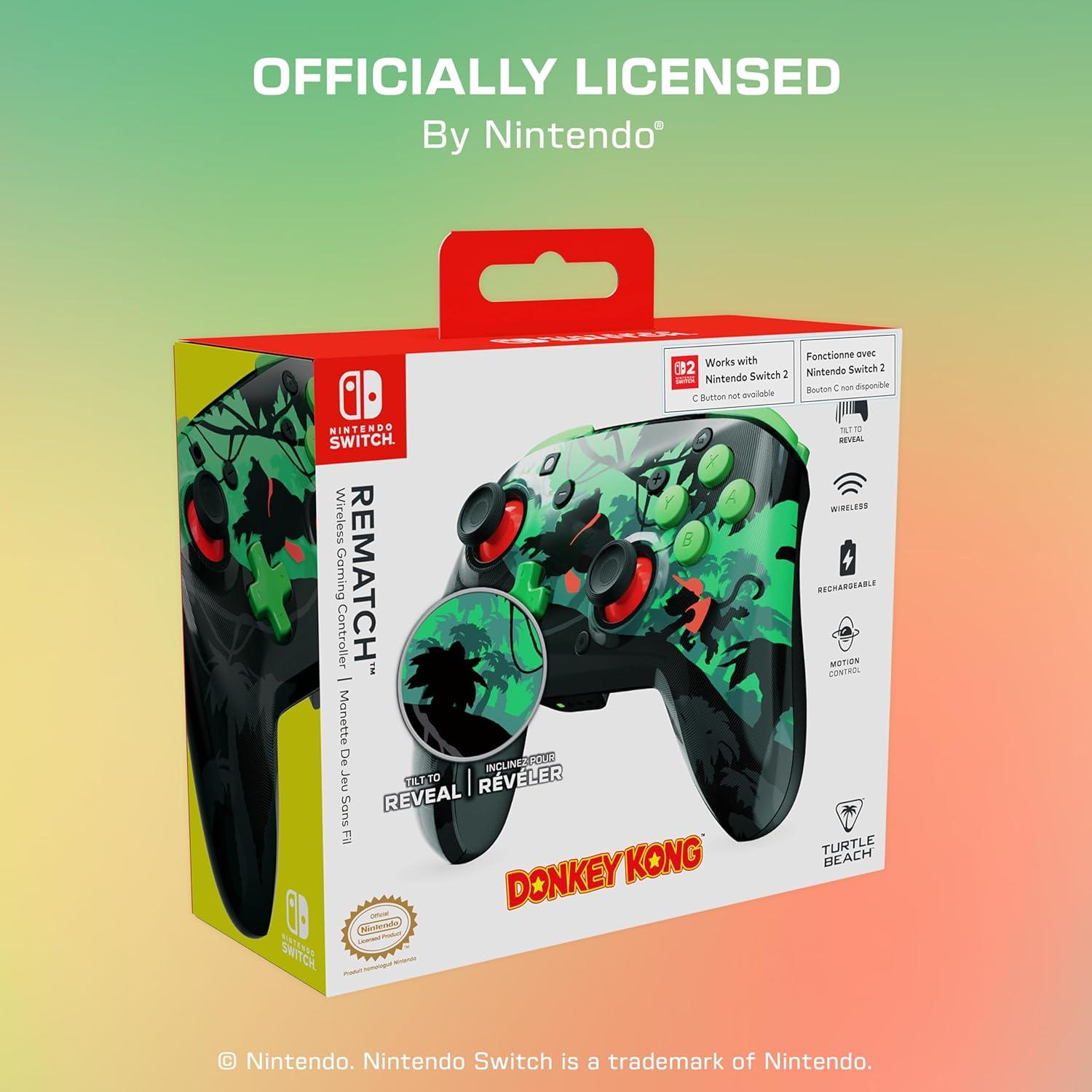 image:imageTurtle Beach Rematch Wireless Controller Officially Licensed for Nintendo Switch Switch LiteOLED Works wNintendo Switch 2 Lenticular Shift Design Rechargeable Battery Mario Bricks RedBlueDonkey Kong Reveal