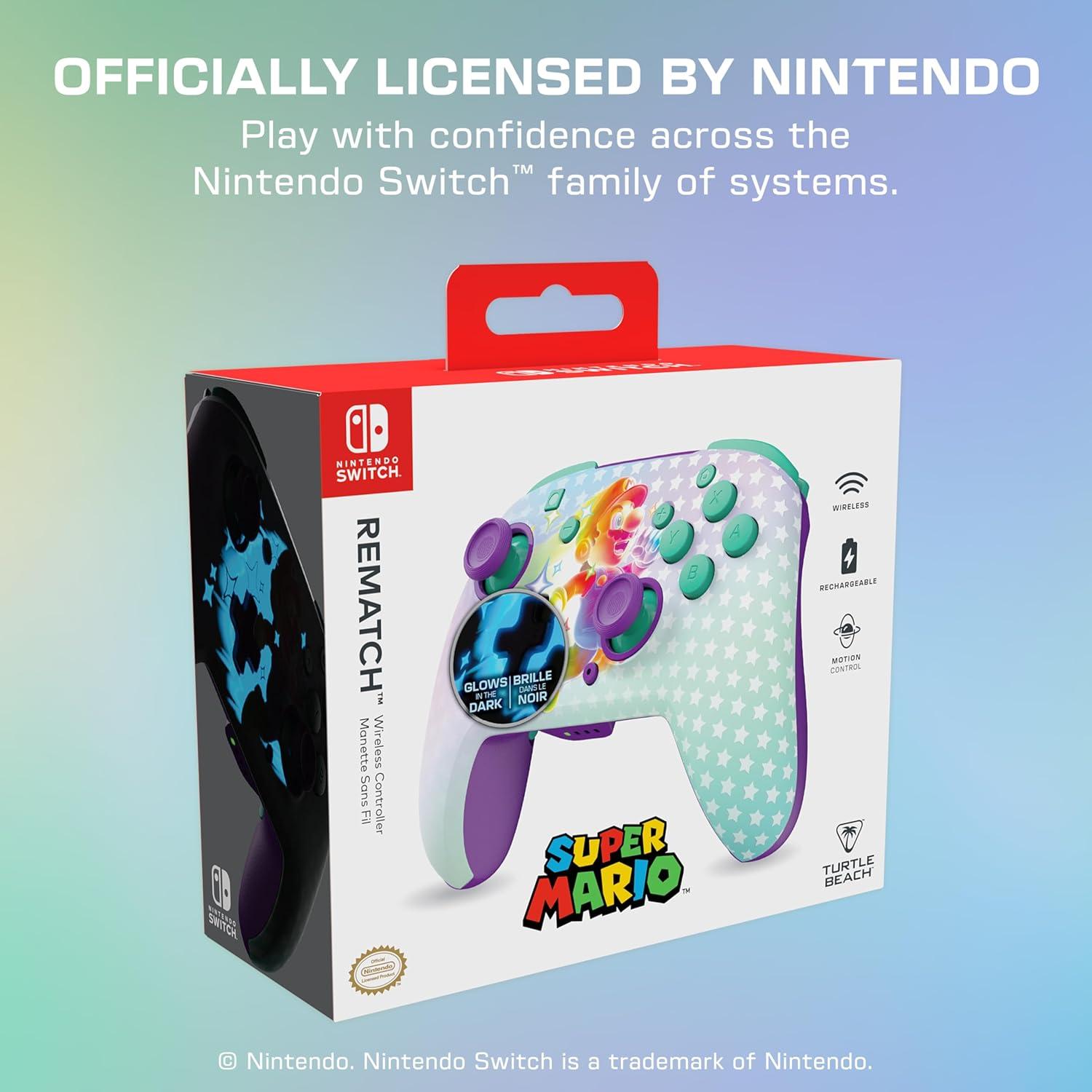 image:imageTurtle Beach Rematch Wireless Controller Officially Licensed for Nintendo Switch Switch LiteOLED Works wNintendo Switch 2 Lenticular Shift Design Rechargeable Battery Mario Bricks RedBlueInvincible Mario