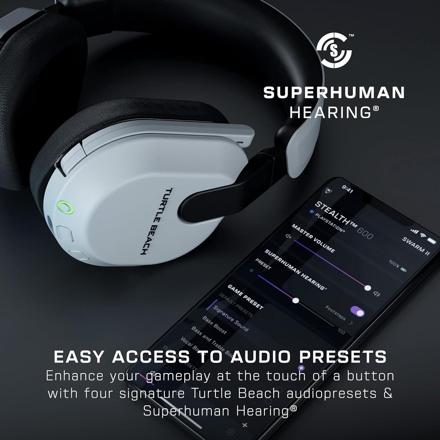 image:imageTurtle Beach Stealth 600 Wireless Multiplatform Amplified Gaming Headset for PS5 PS4 PC amp Mobile Bluetooth 80Hr Battery NoiseCancelling FliptoMute Mic 50mm Speakers WhiteWhite