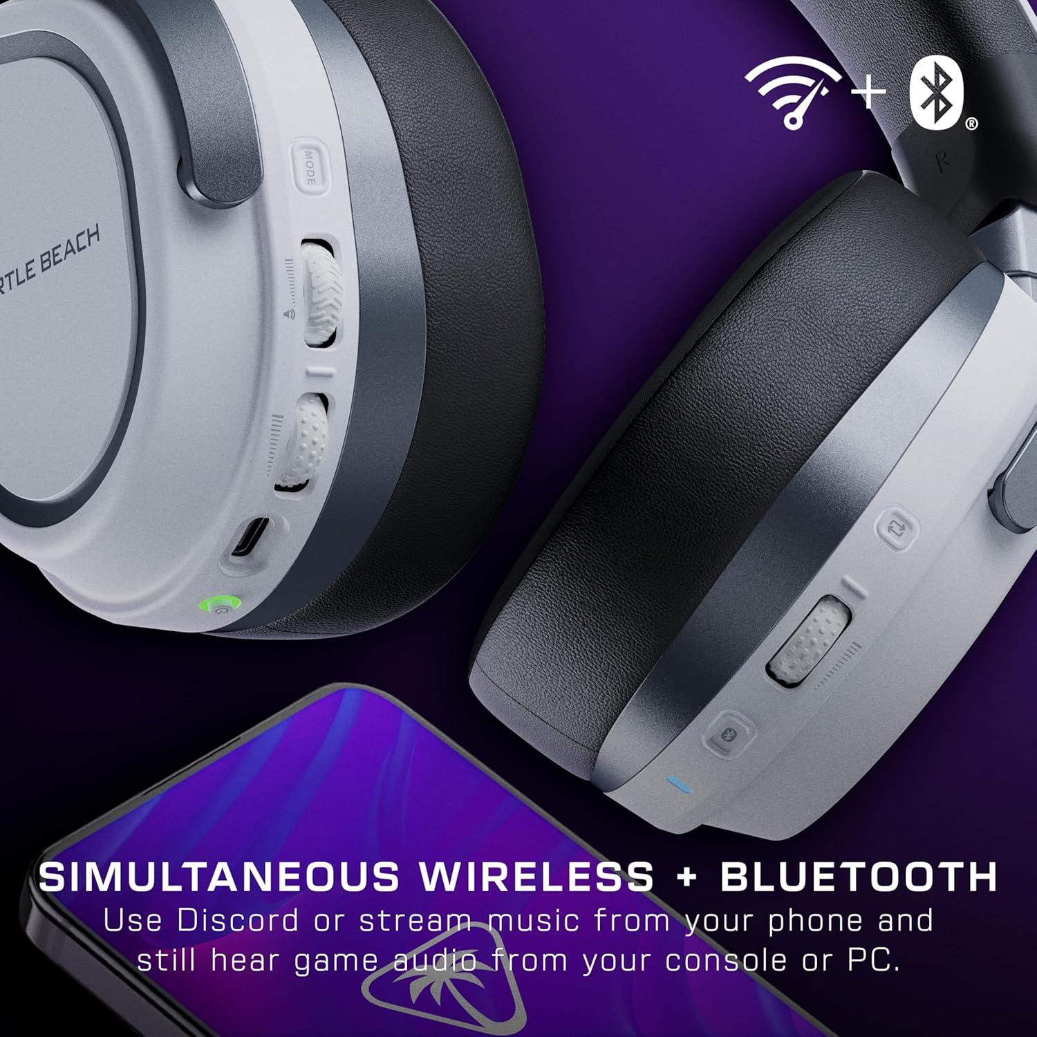 image:imageTurtle Beach Stealth 600 Wireless Multiplatform Amplified Gaming Headset for PS5 PS4 PC amp Mobile Bluetooth 80Hr Battery NoiseCancelling FliptoMute Mic 50mm Speakers WhiteWhite