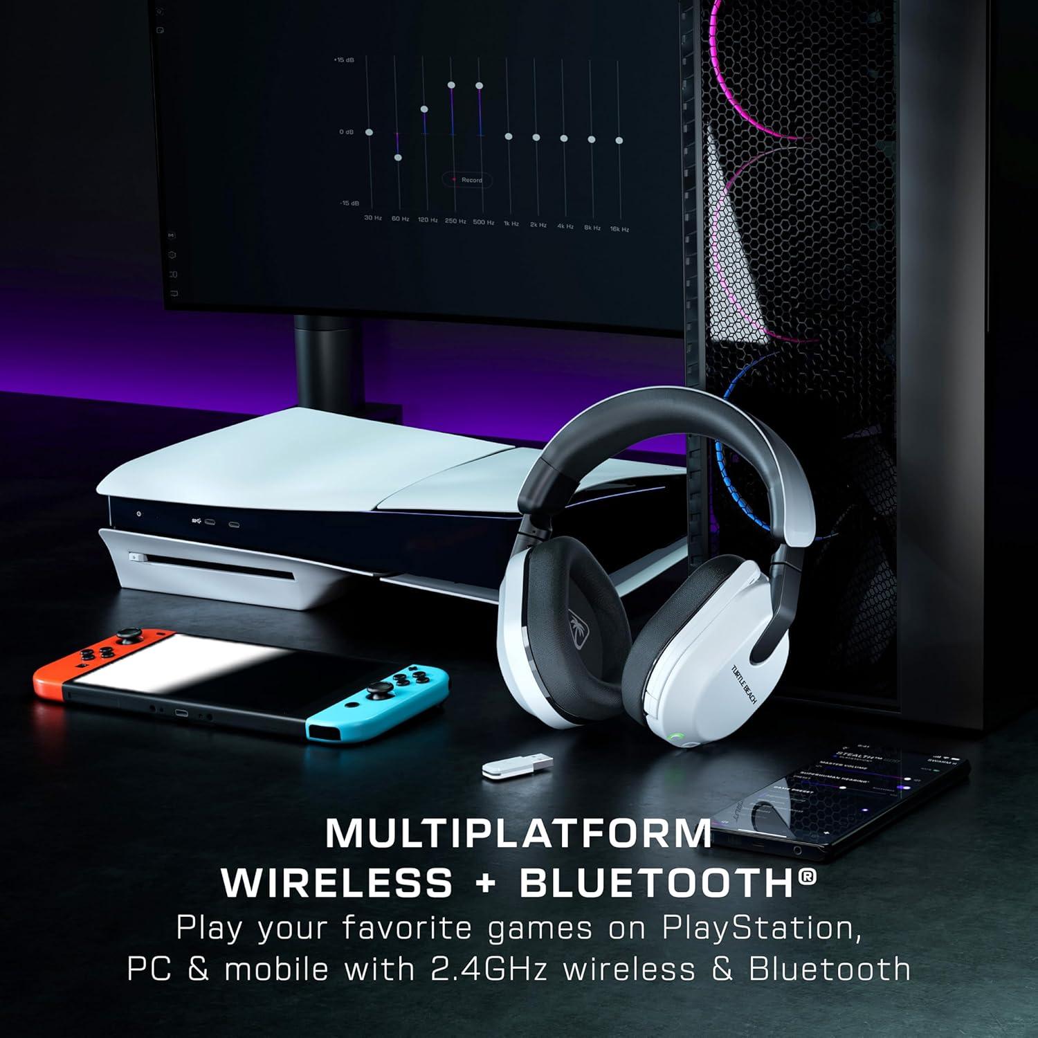 image:imageTurtle Beach Stealth 600 Wireless Multiplatform Amplified Gaming Headset for PS5 PS4 PC amp Mobile Bluetooth 80Hr Battery NoiseCancelling FliptoMute Mic 50mm Speakers WhiteWhite