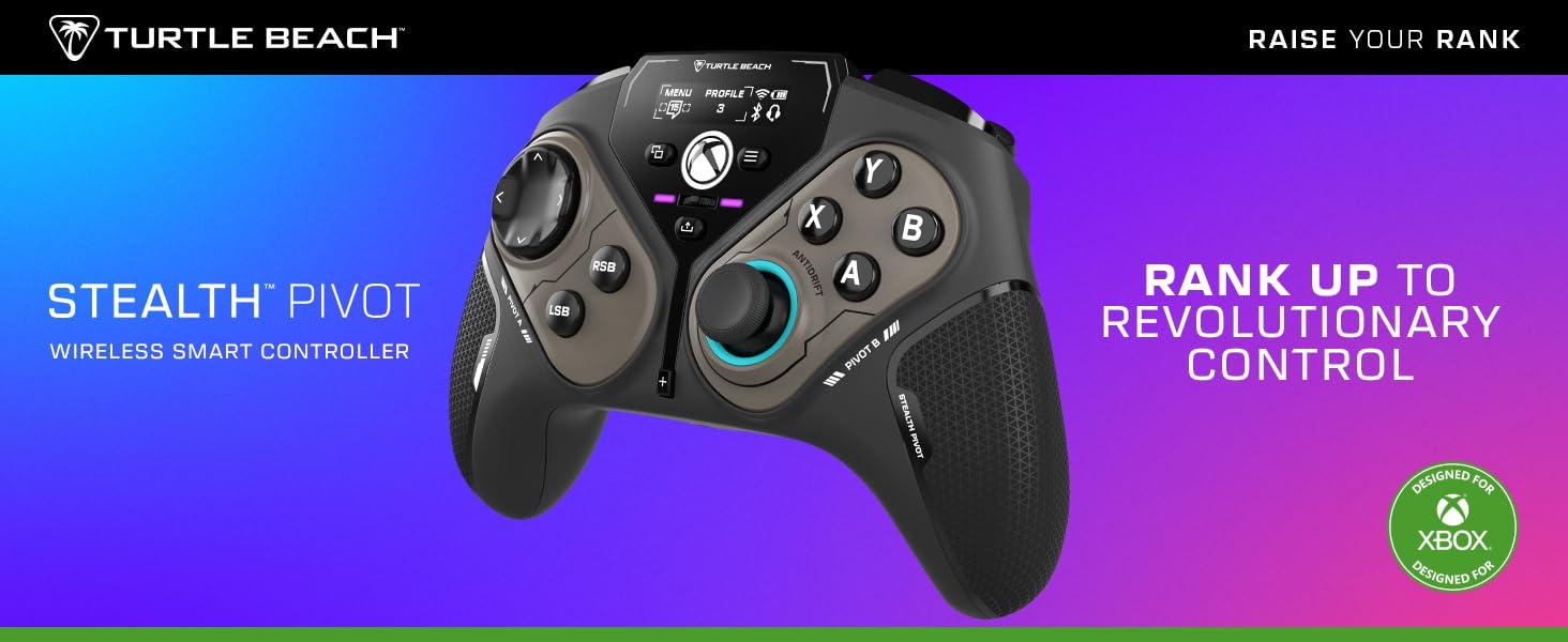 image:imageTurtle Beach Stealth Pivot Wireless Smart Game Controller Officially Licensed for Windows PC Rotating Modules Display Dashboard HallEffect Sticks Remappable Buttons Bluetooth 20Hour Battery